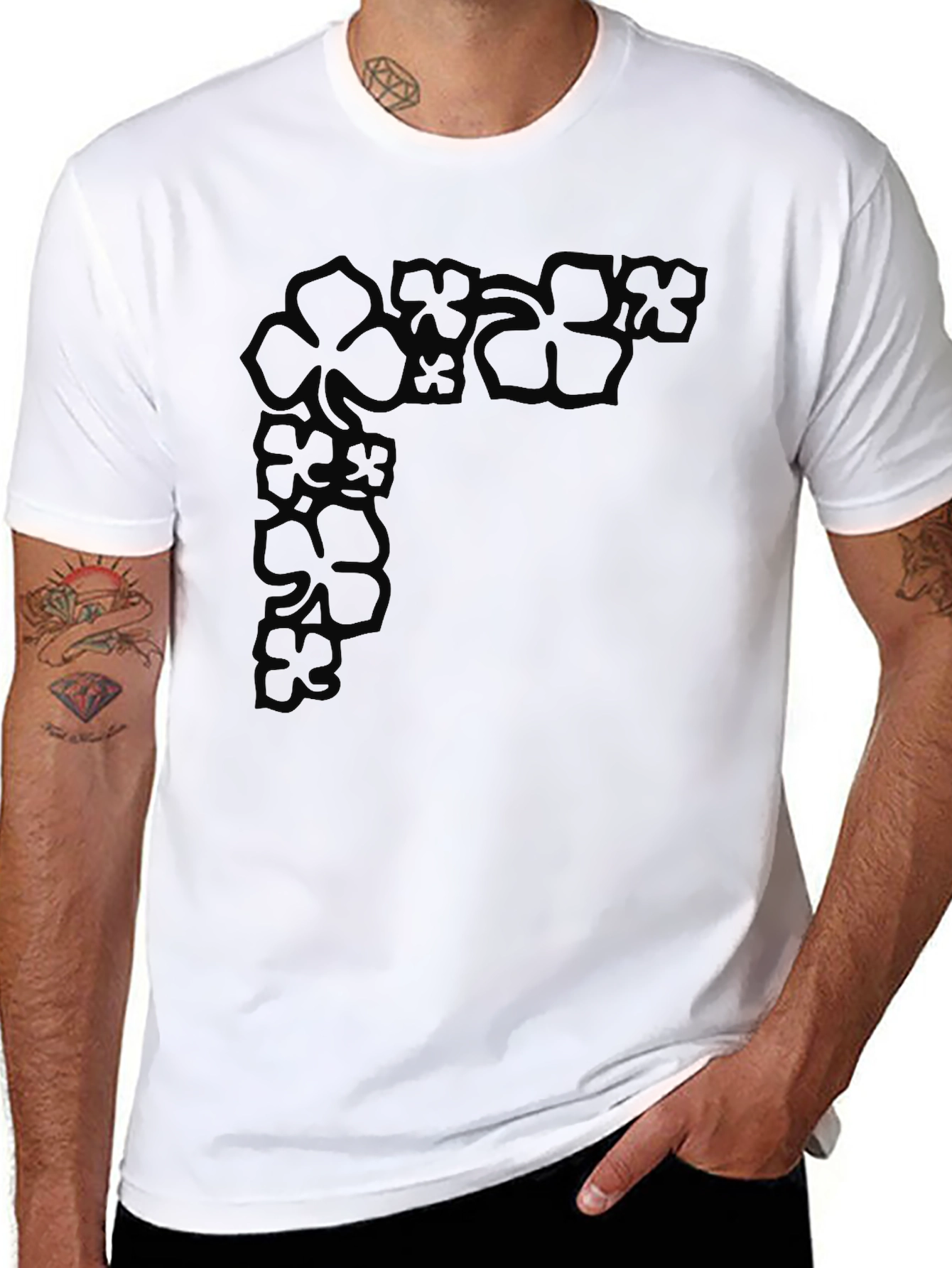 Floral Corner Graphic Black T-Shirt