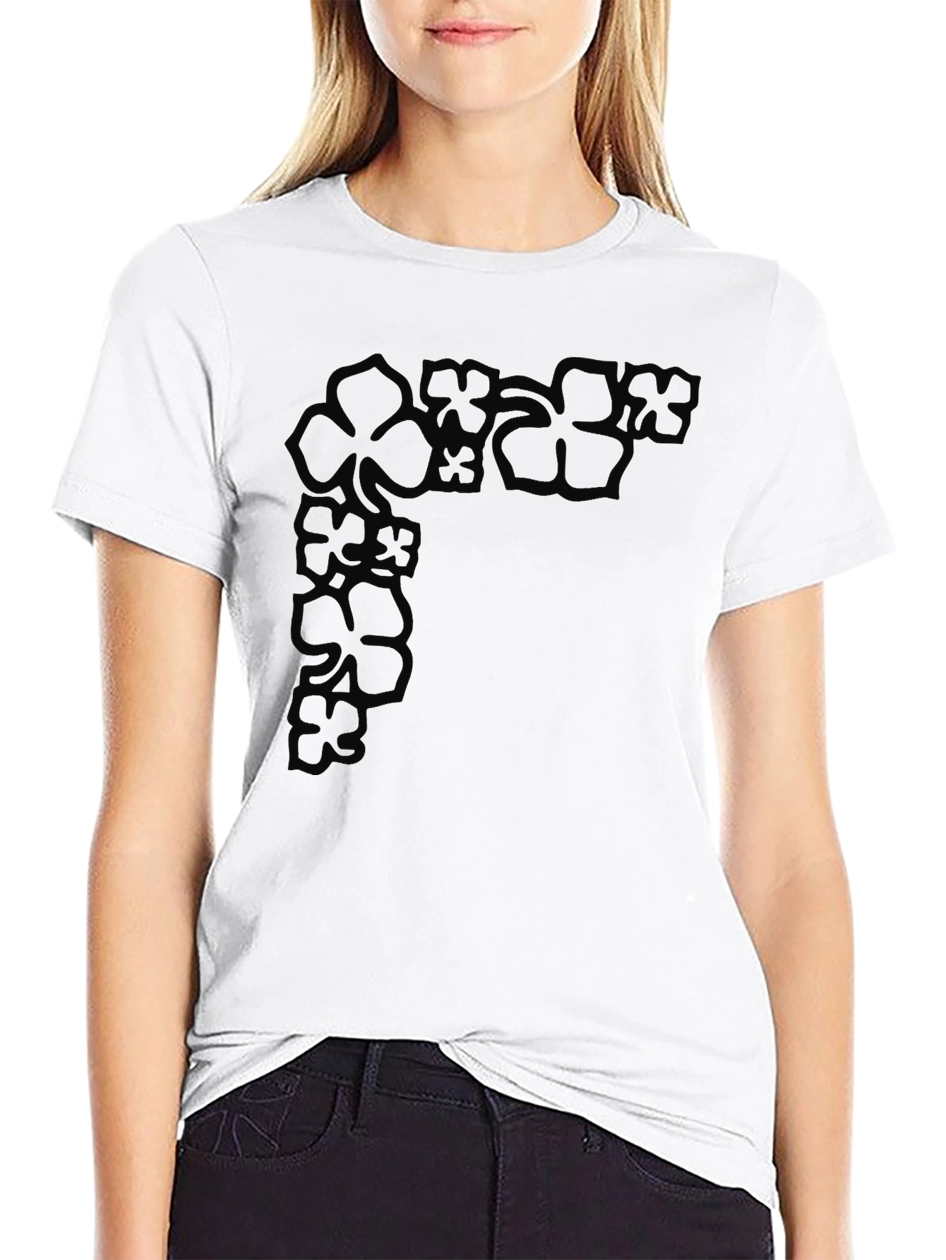 Floral Corner Graphic Black T-Shirt