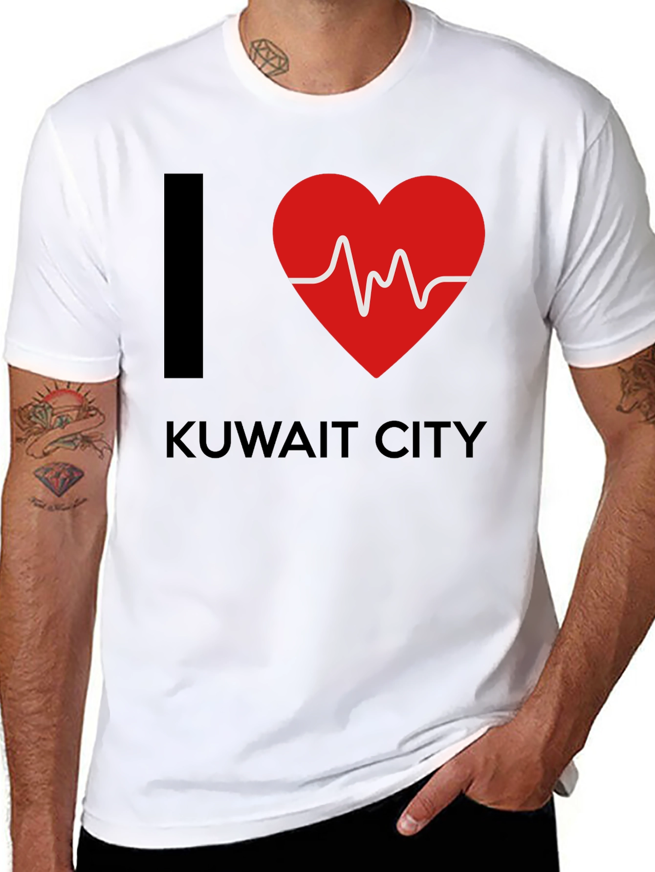 I Love Kuwait City T-Shirt Heartbeat Design