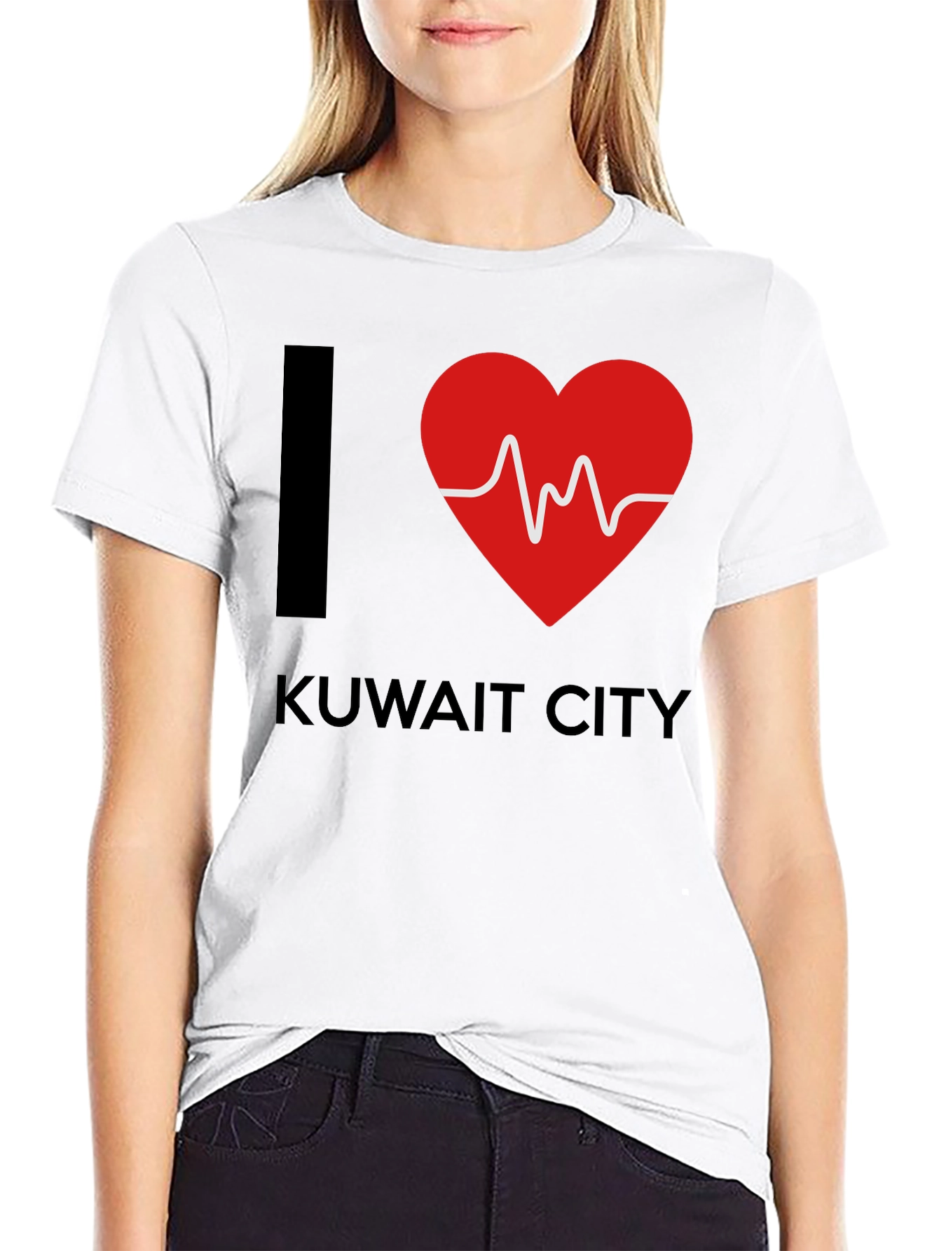 I Love Kuwait City T-Shirt Heartbeat Design