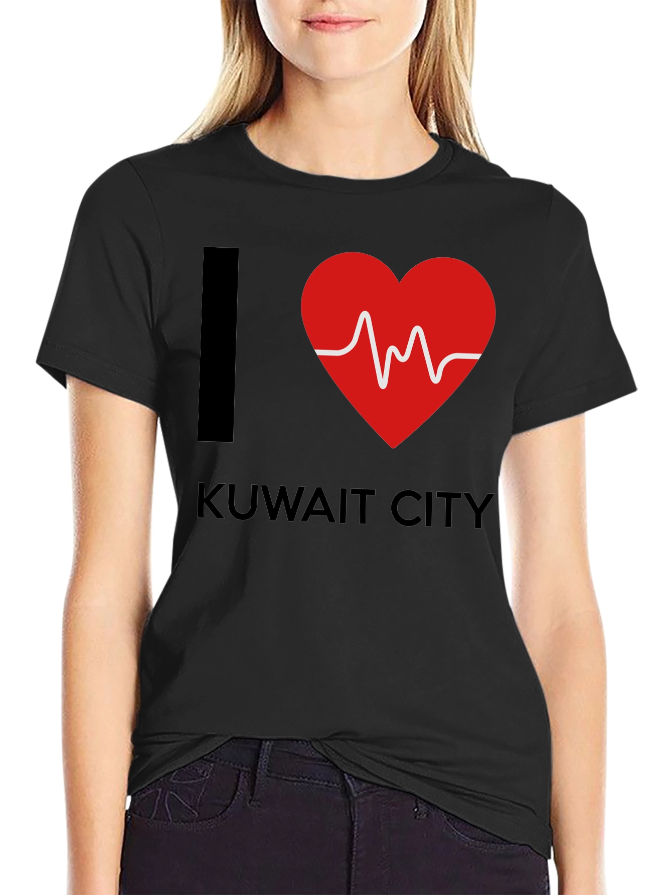 I Love Kuwait City T-Shirt Heartbeat Design