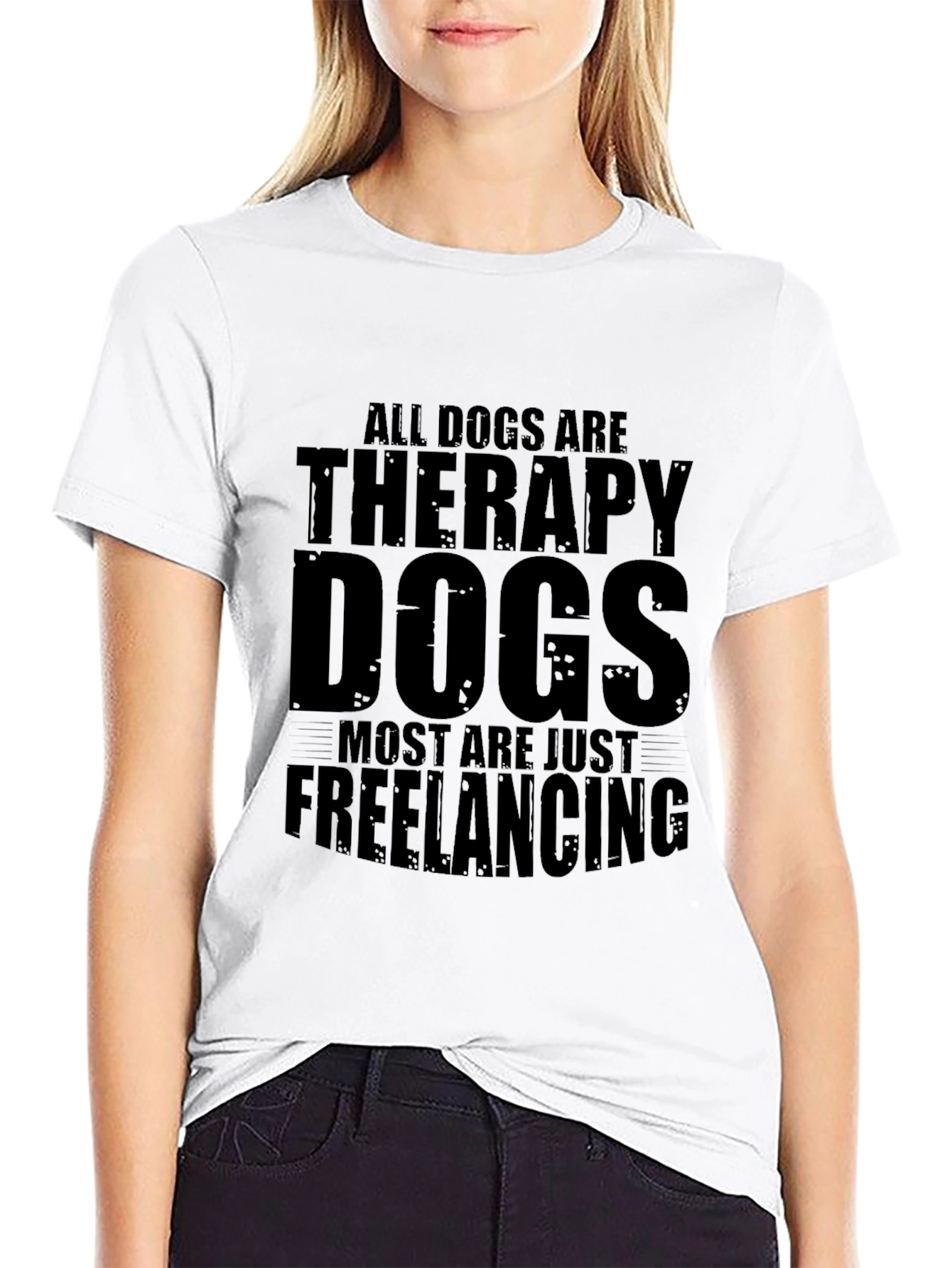 Therapy Dogs Freelancing Funny Black T-Shirt