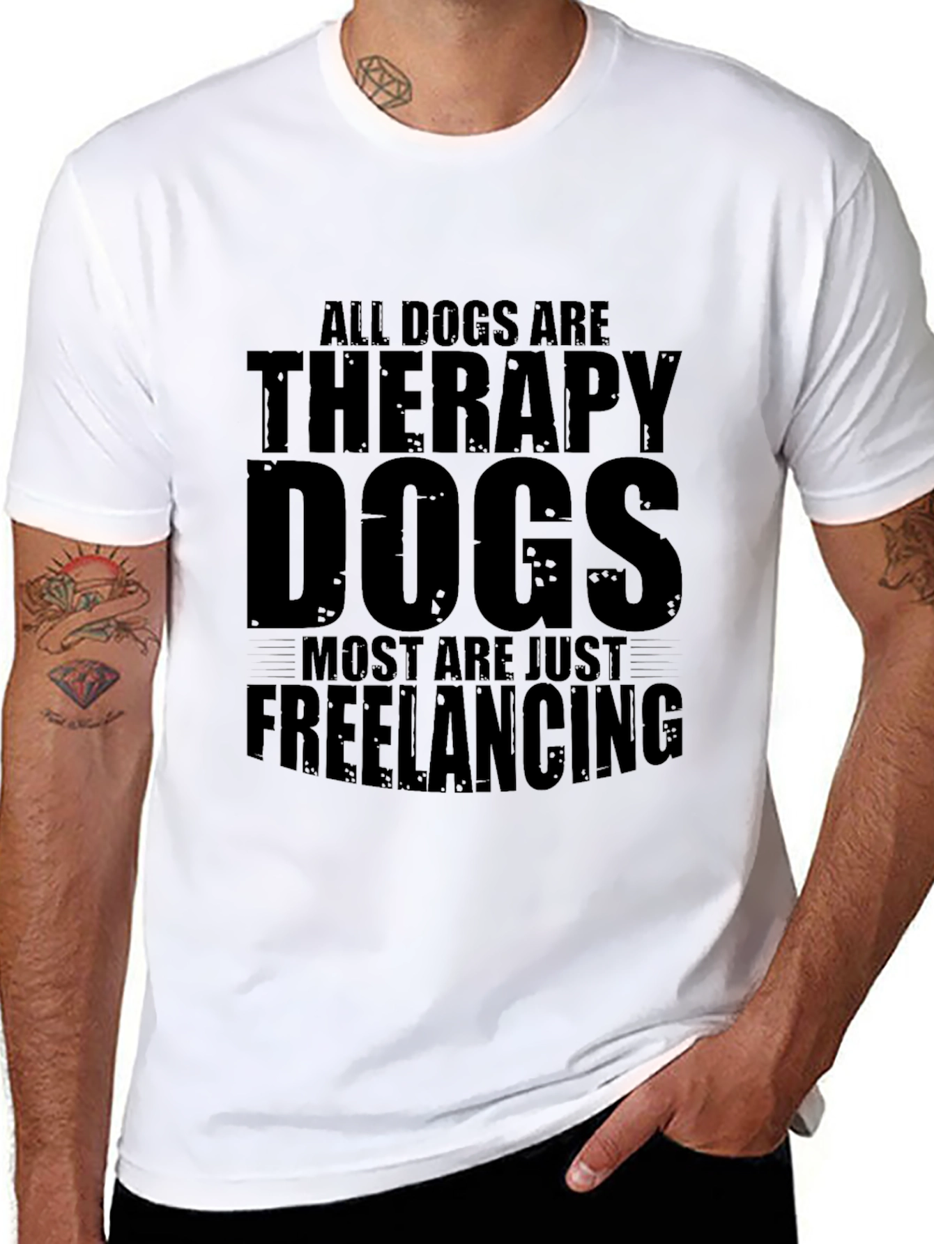 Therapy Dogs Freelancing Funny Black T-Shirt