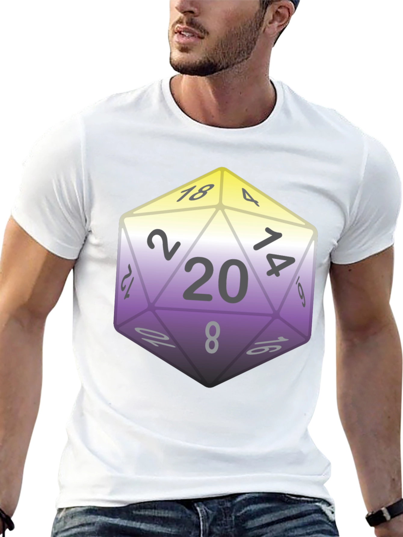 D&D D20 Dice Nonbinary Pride T-Shirt