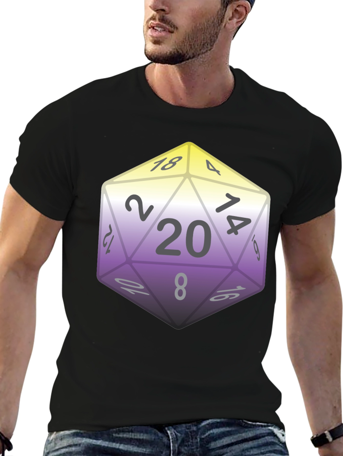 D&D D20 Dice Nonbinary Pride T-Shirt