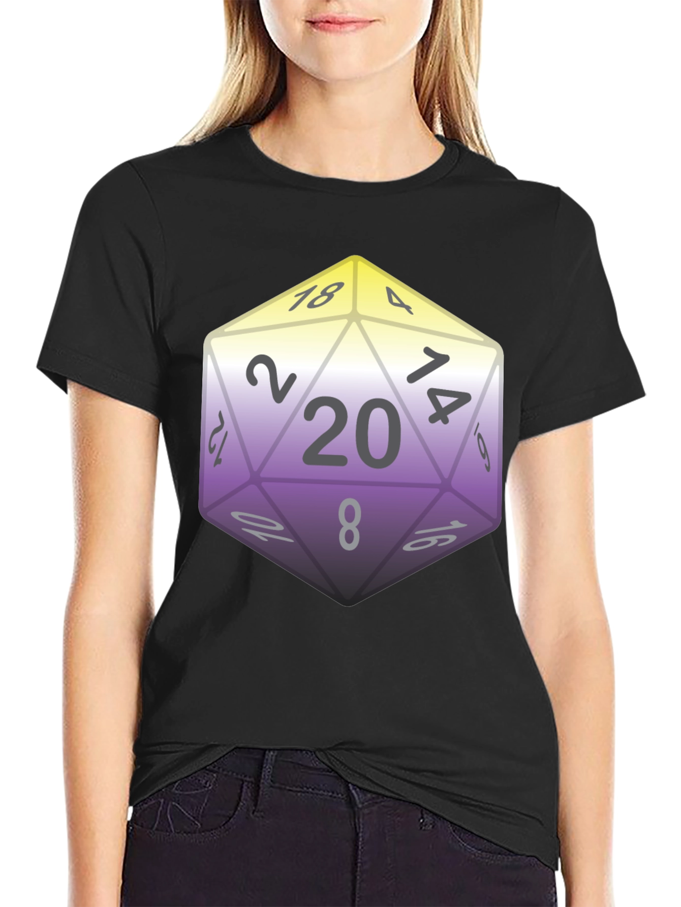 D&D D20 Dice Nonbinary Pride T-Shirt