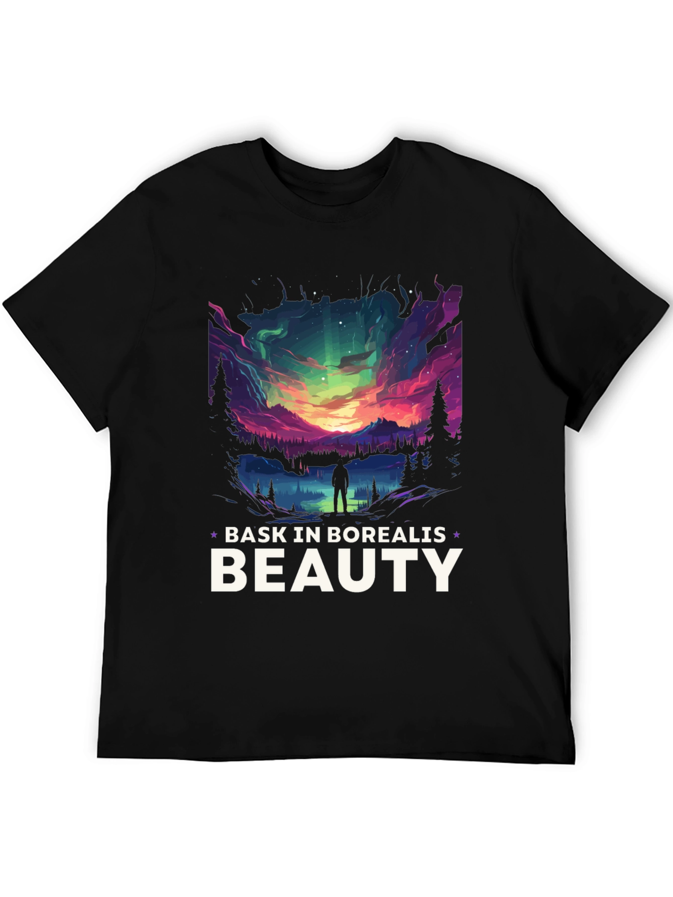 Bask in Borealis Beauty Black T-Shirt