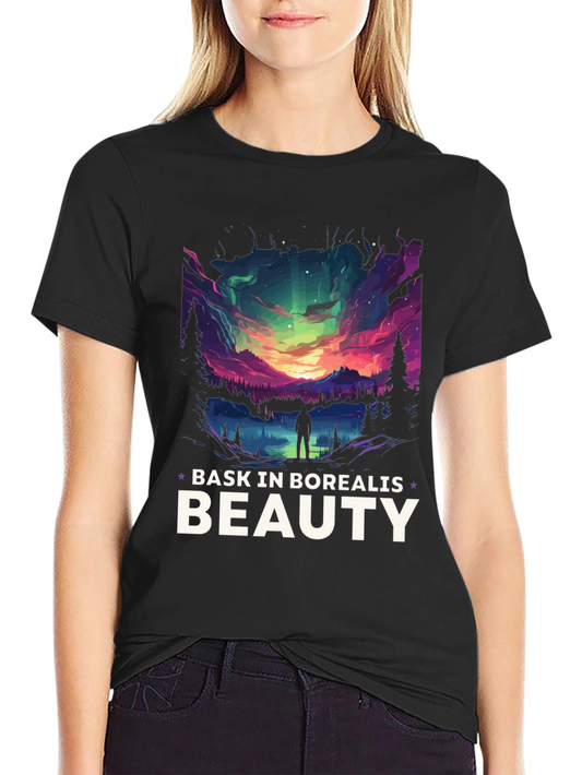 Bask in Borealis Beauty Black T-Shirt