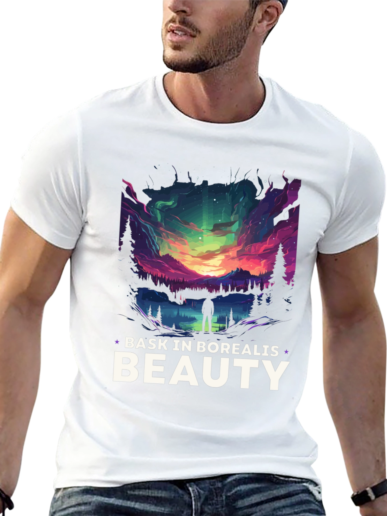 Bask in Borealis Beauty Black T-Shirt