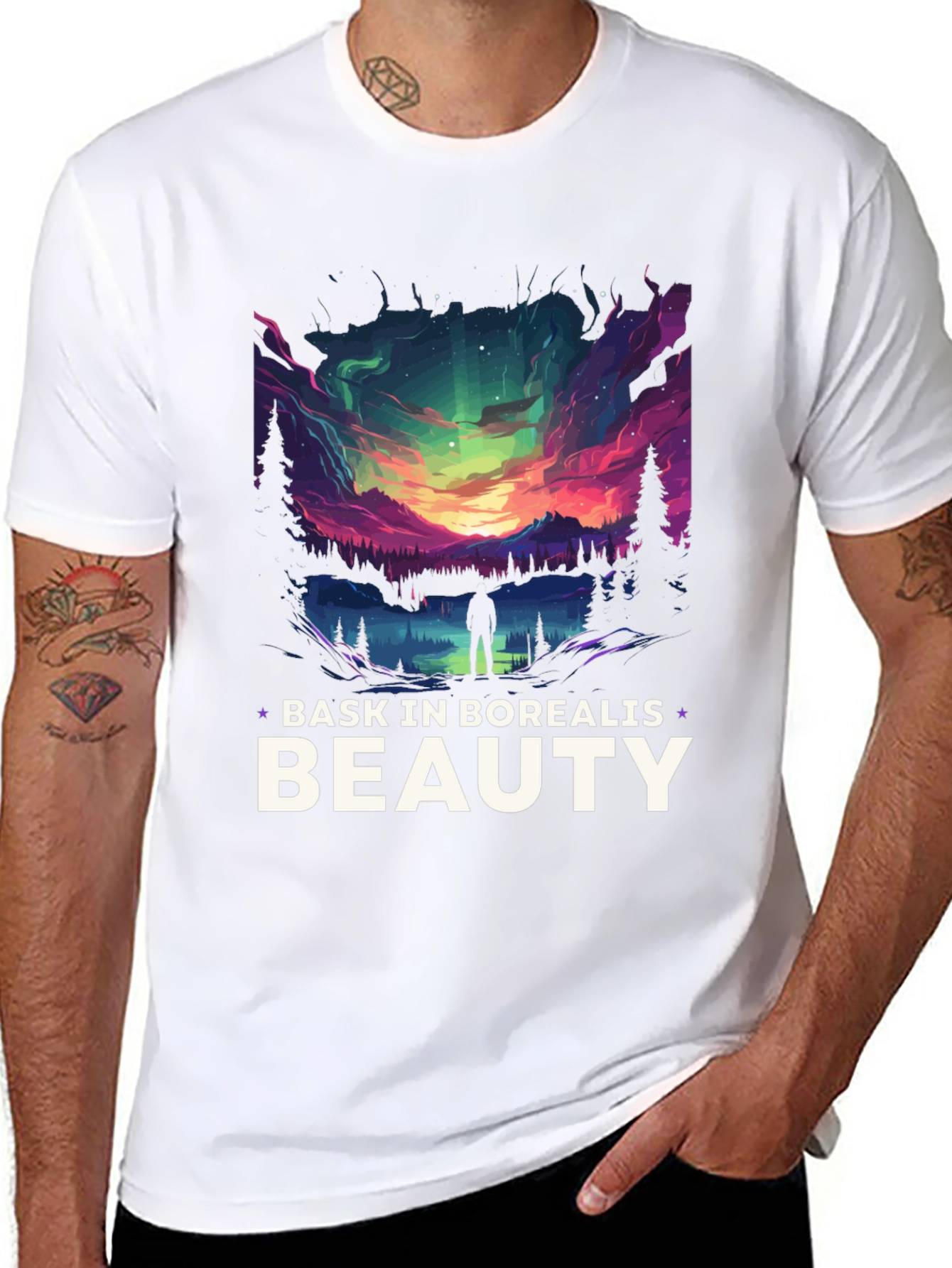 Bask in Borealis Beauty Black T-Shirt