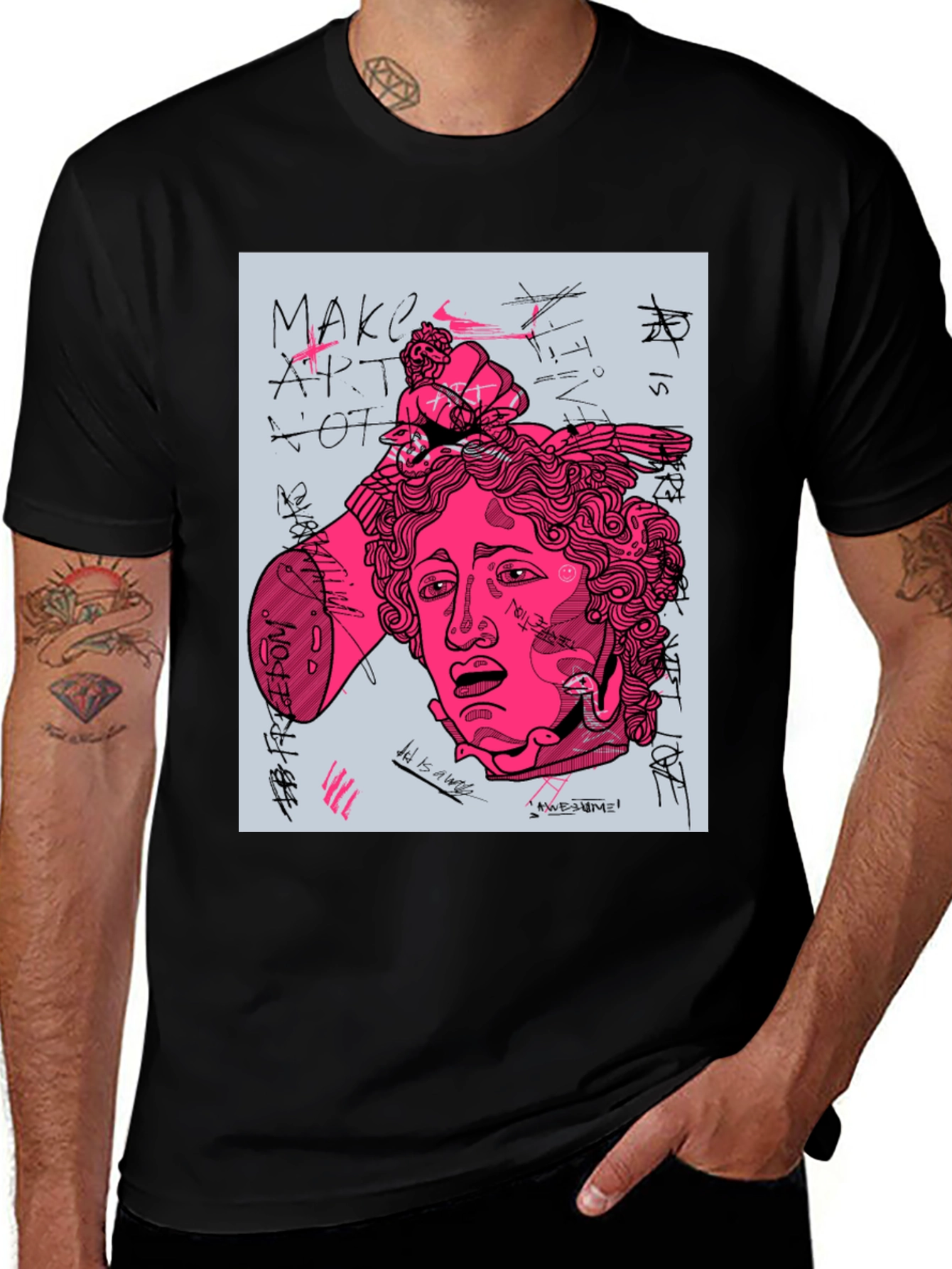 Edgy Graphic Tee - Make Art Not Love