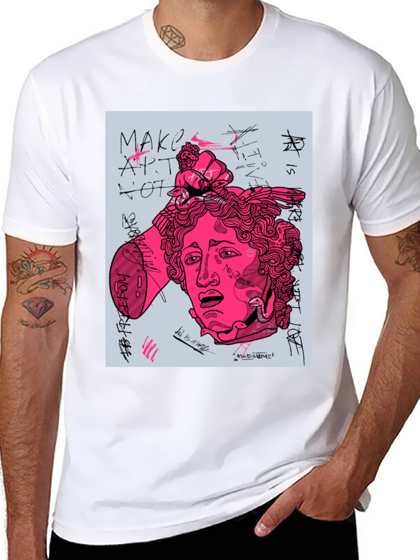 Edgy Graphic Tee - Make Art Not Love