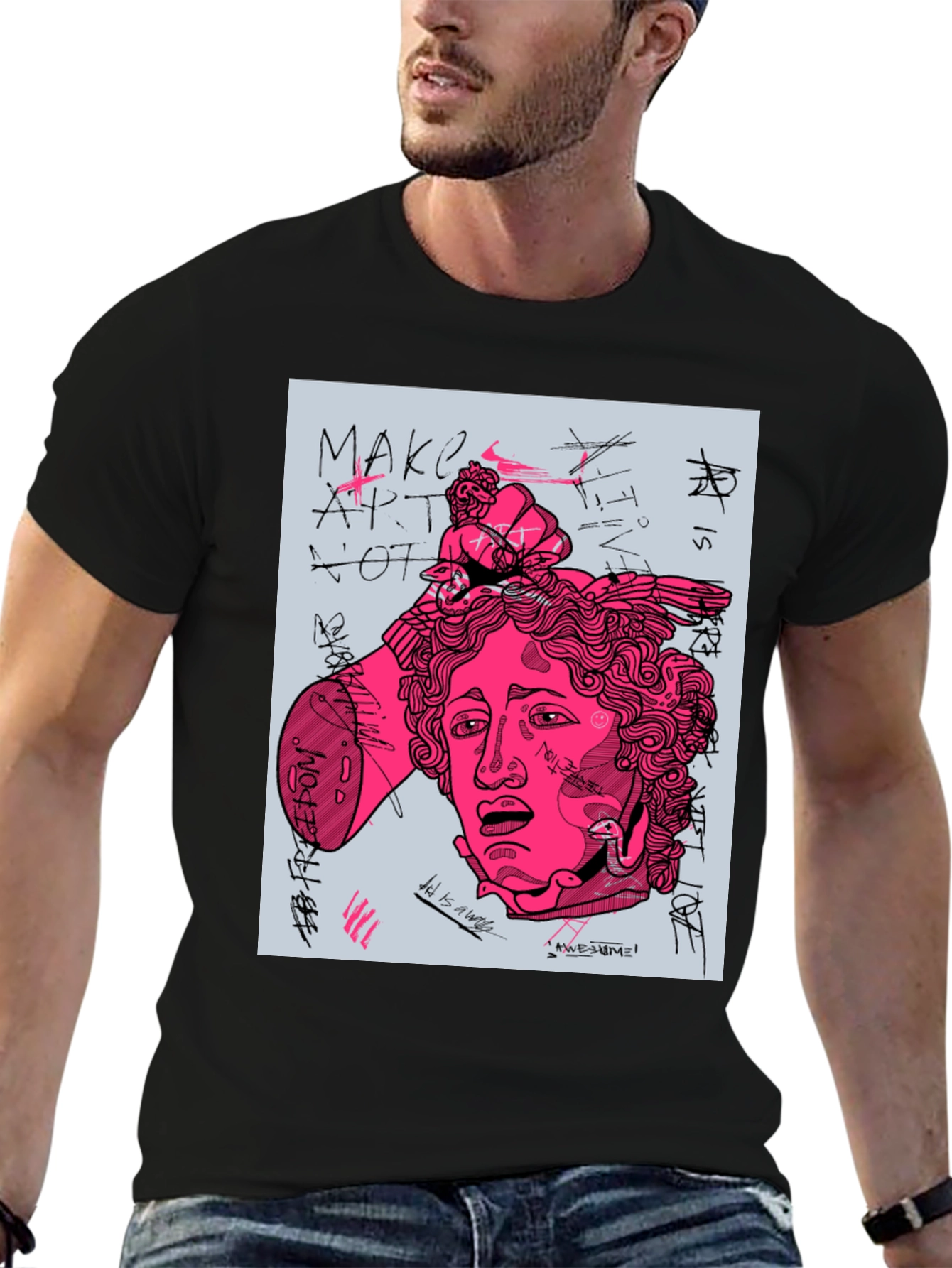 Edgy Graphic Tee - Make Art Not Love