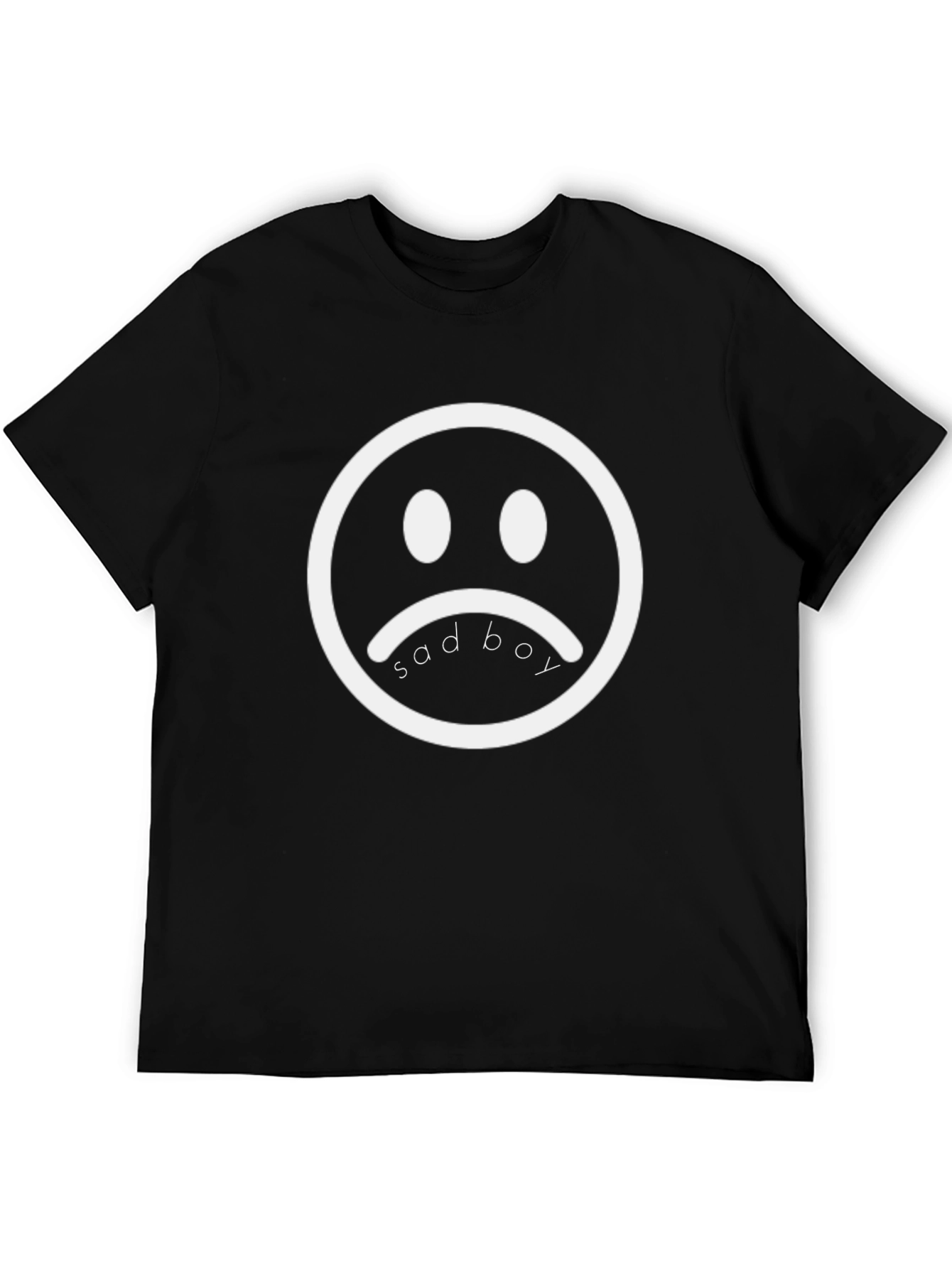 Sad Boy Graphic Tee - Black Cotton Blend T-Shirt