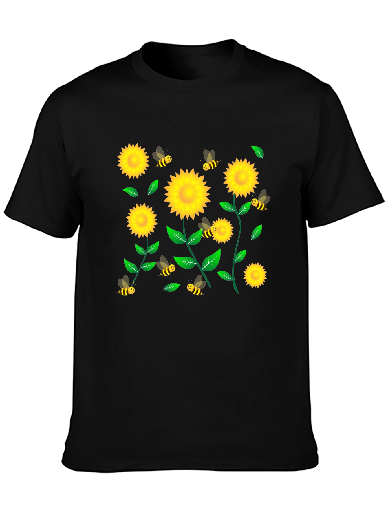 Sunflower and Bee Graphic T-Shirt