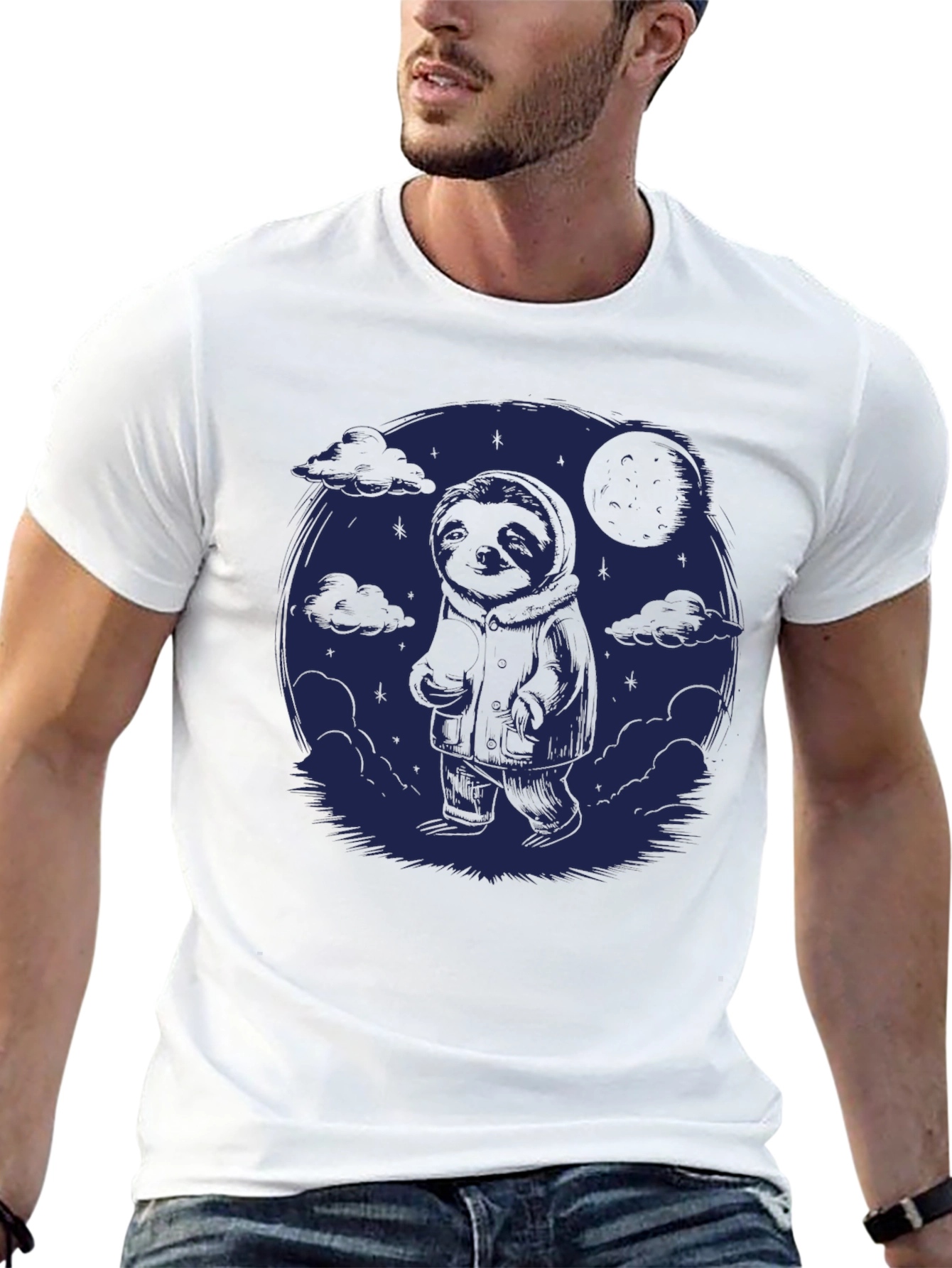 Sloth Moon Graphic Tee - Comfy Casual Style