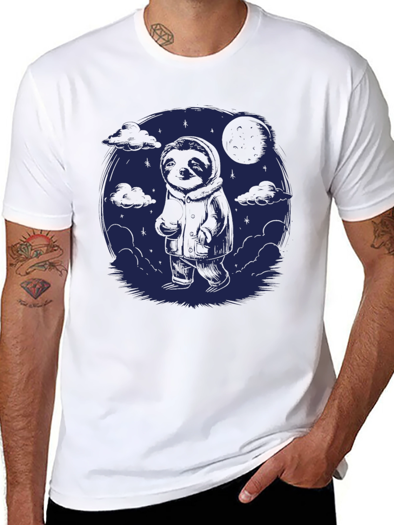Sloth Moon Graphic Tee - Comfy Casual Style
