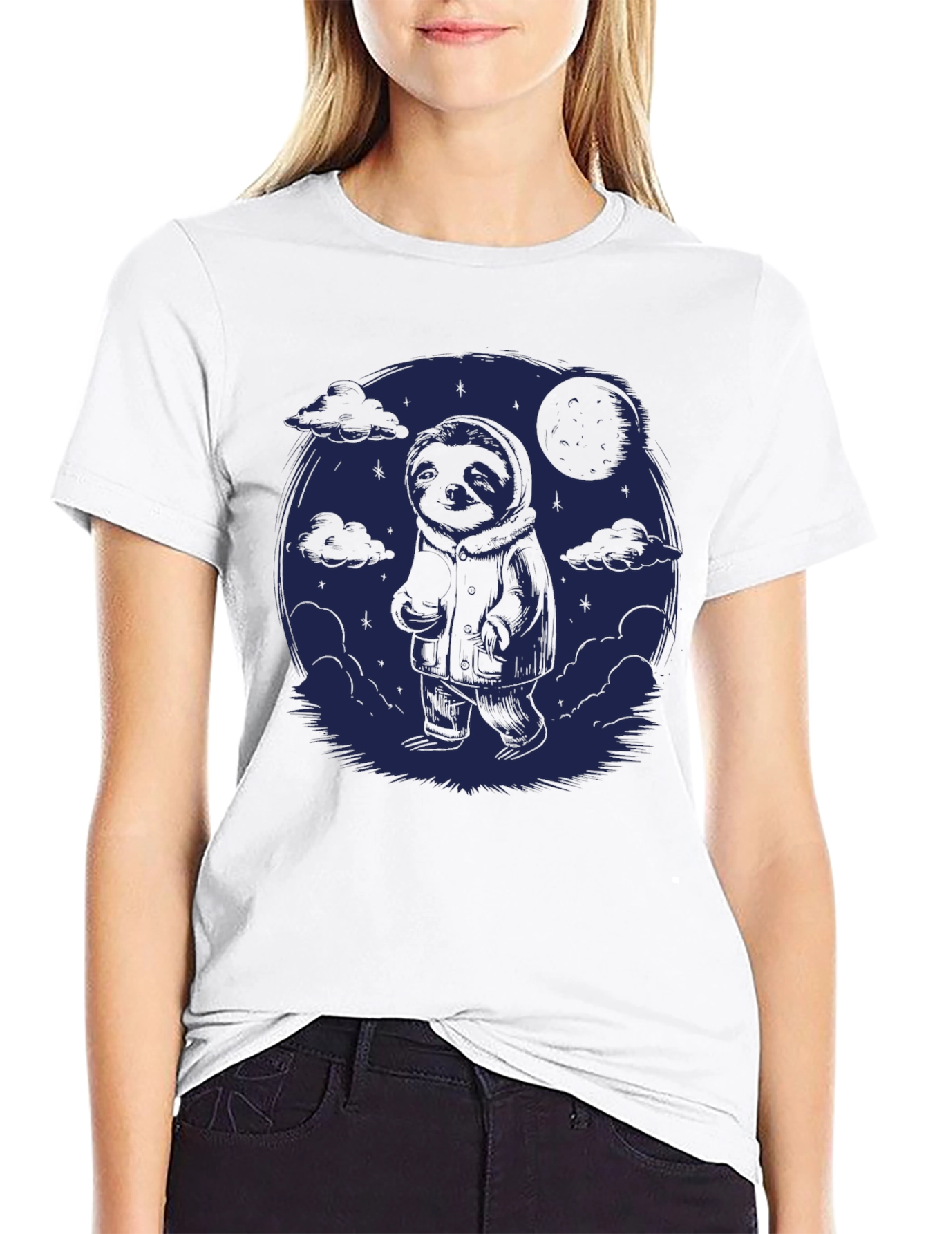 Sloth Moon Graphic Tee - Comfy Casual Style
