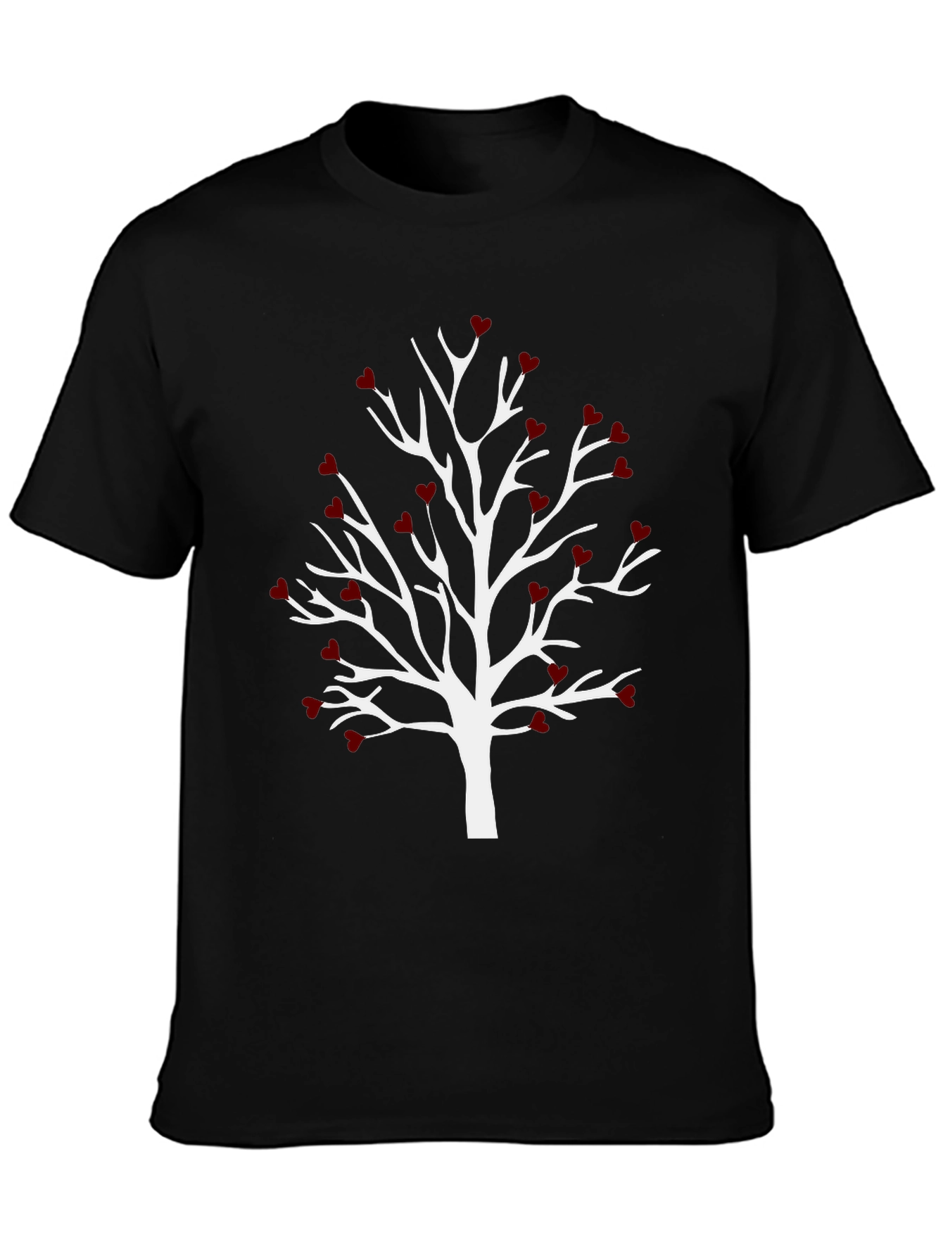 Heart Tree Graphic Tee - Black Casual T-Shirt
