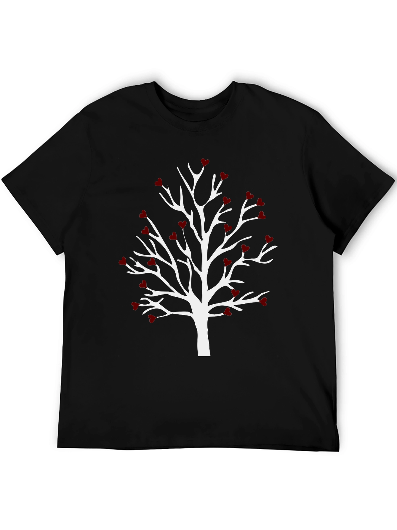 Heart Tree Graphic Tee - Black Casual T-Shirt