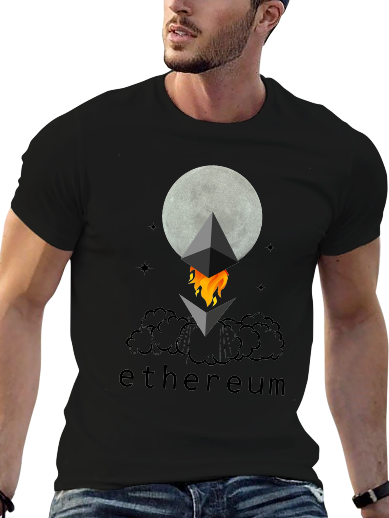 Ethereum Crypto Moon Black T-Shirt