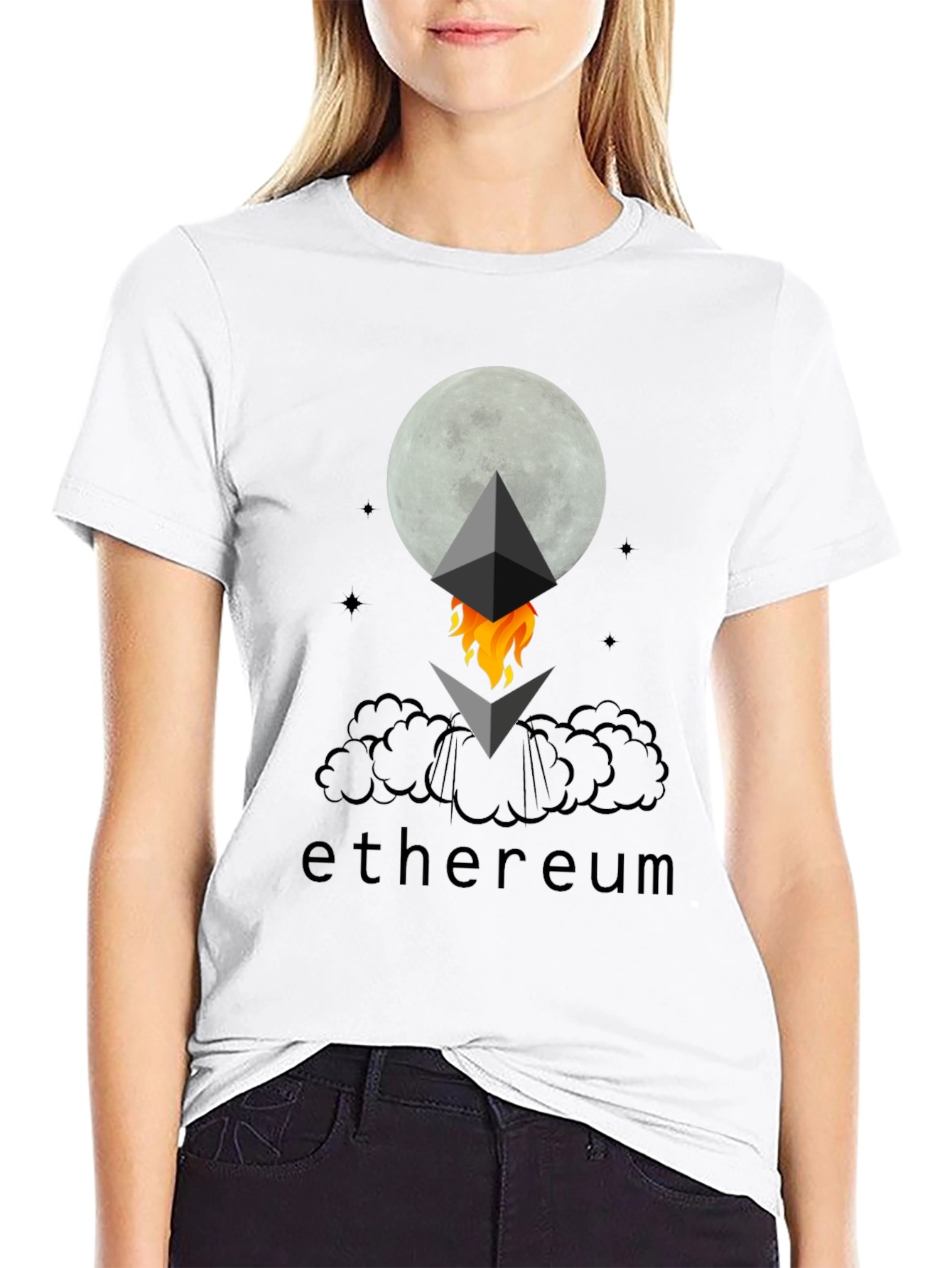 Ethereum Crypto Moon Black T-Shirt