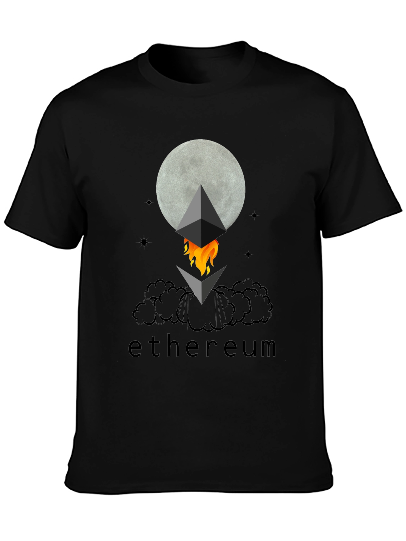 Ethereum Crypto Moon Black T-Shirt