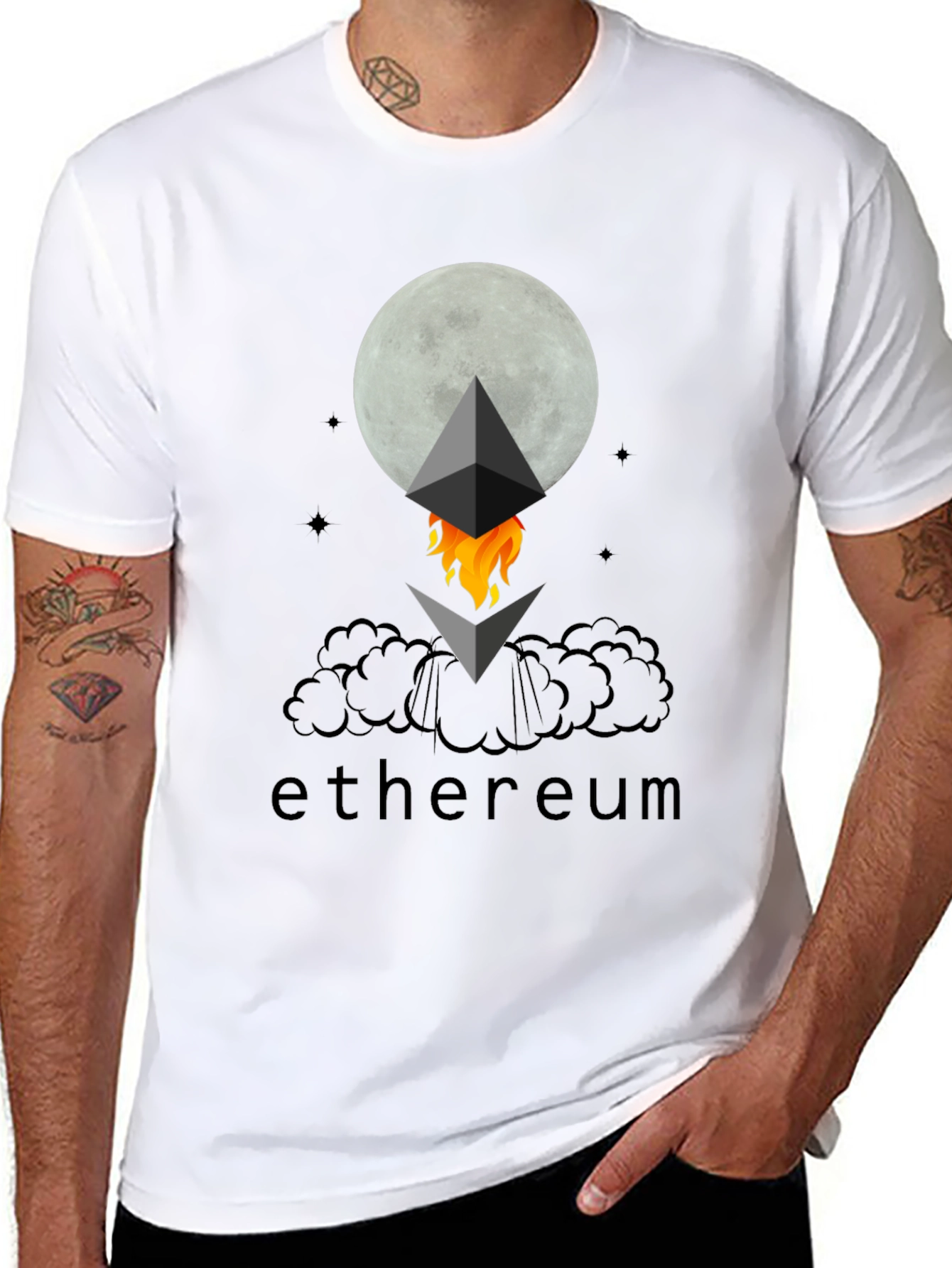Ethereum Crypto Moon Black T-Shirt