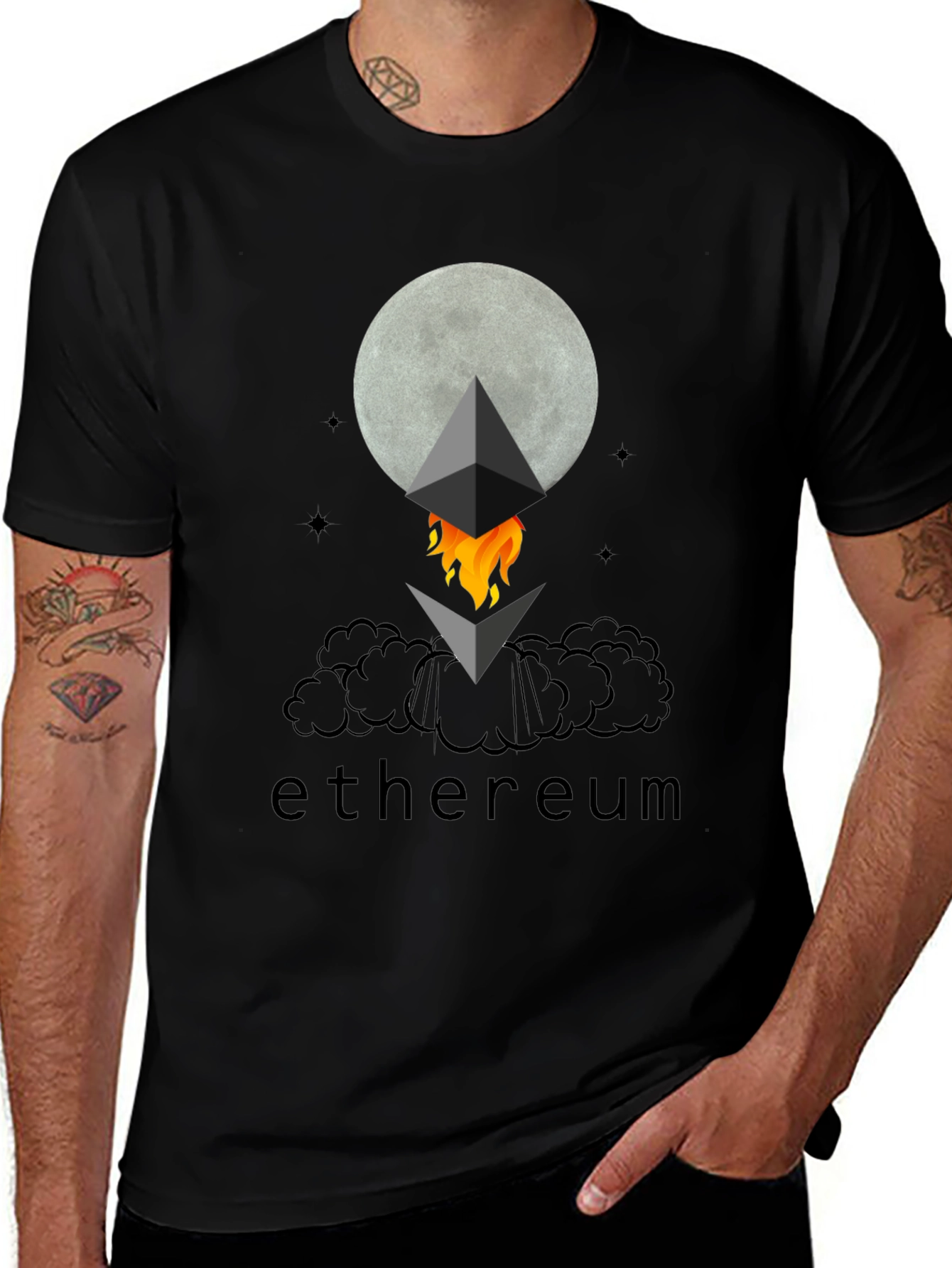 Ethereum Crypto Moon Black T-Shirt