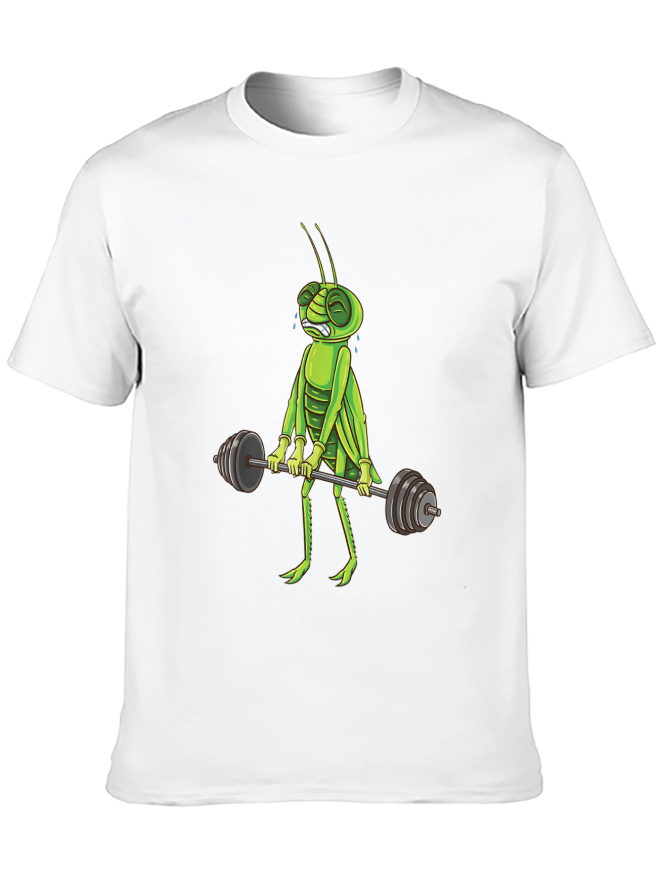 Funny Grasshopper Lifting Weights Graphic T-Shirt