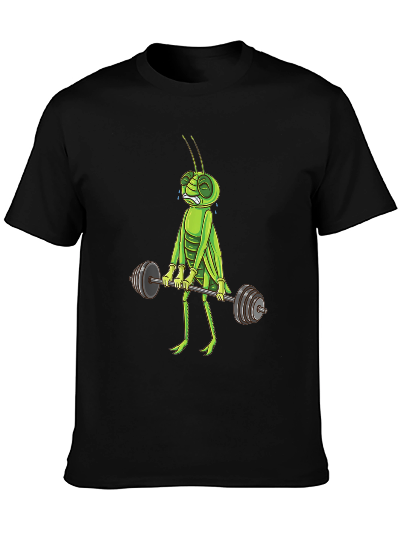 Funny Grasshopper Lifting Weights Graphic T-Shirt