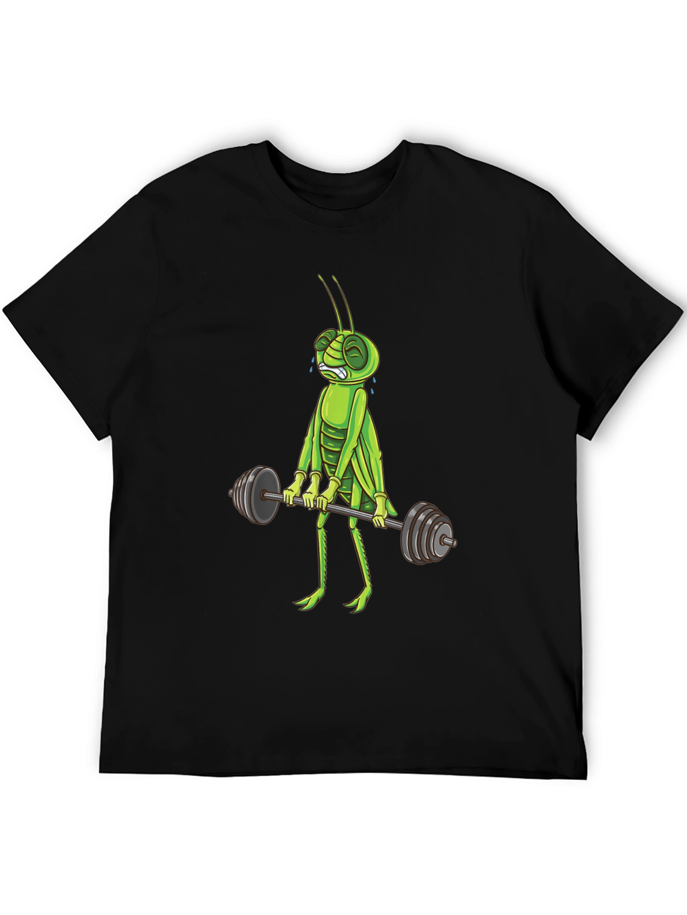 Funny Grasshopper Lifting Weights Graphic T-Shirt