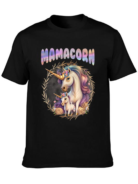Mamcorn Unicorn Graphic Tee - Black Cotton Shirt