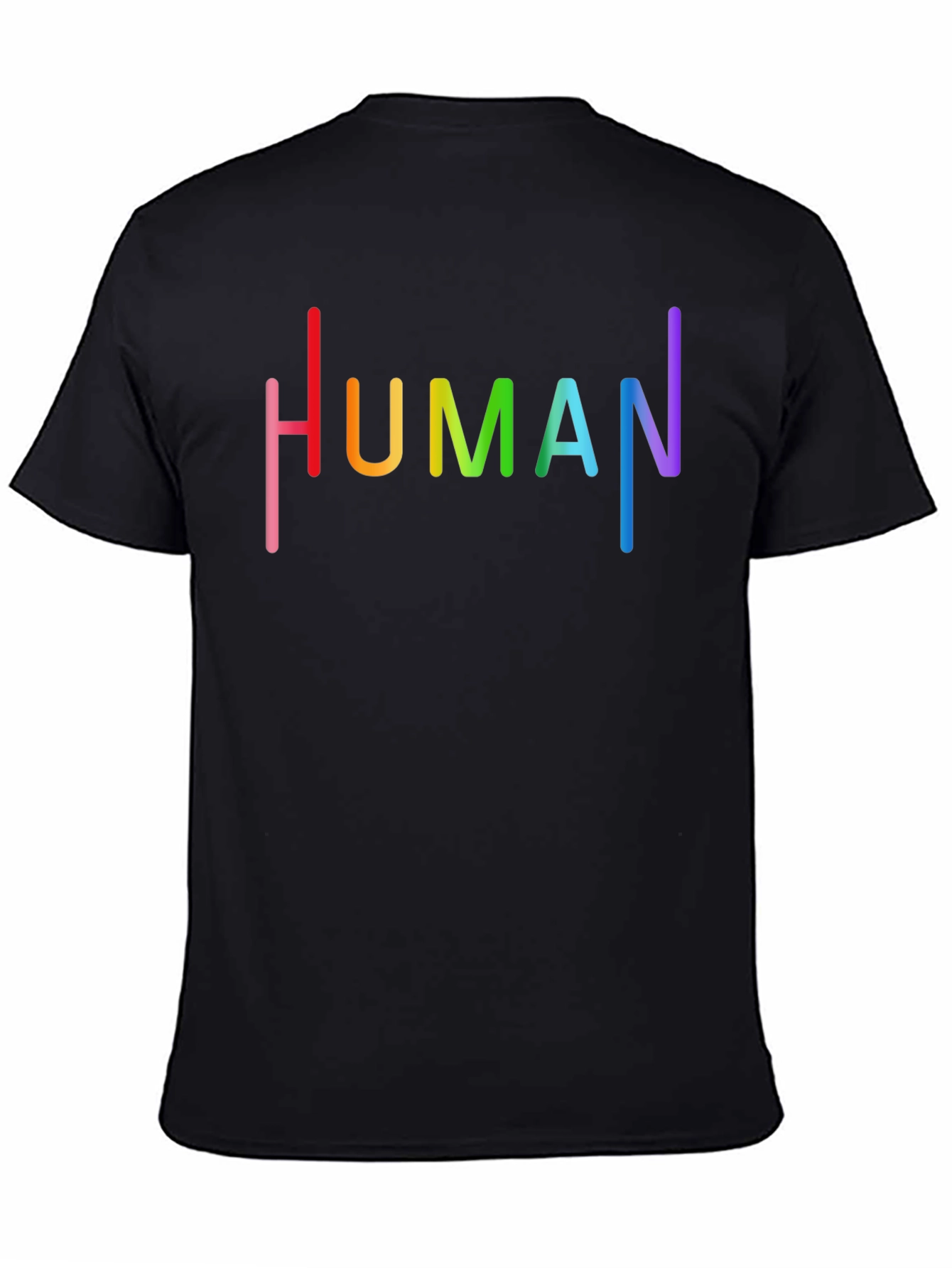 Human Pride Rainbow Text Graphic Black T-Shirt
