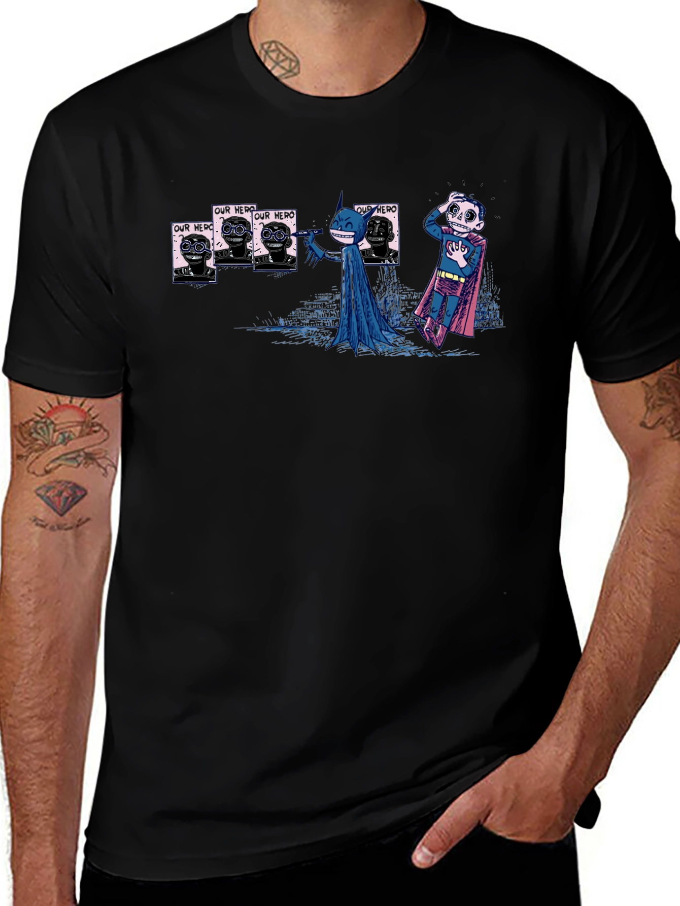 Batman Superman T-Shirt - Dark Humor Comic Tee