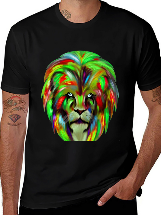Lion Graphic Tee - Bold Colorful Design