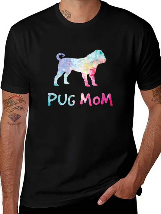 Pug Mom Watercolor Graphic T-Shirt