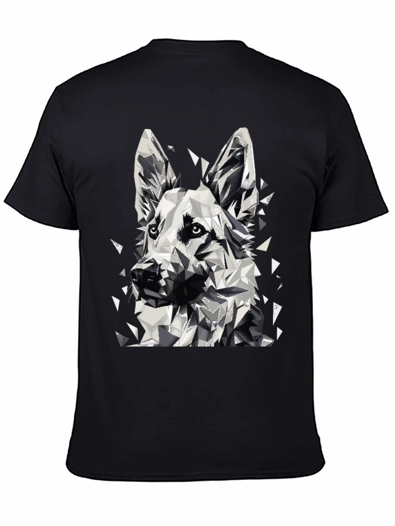 Geometric Dog Graphic T-Shirt - Black