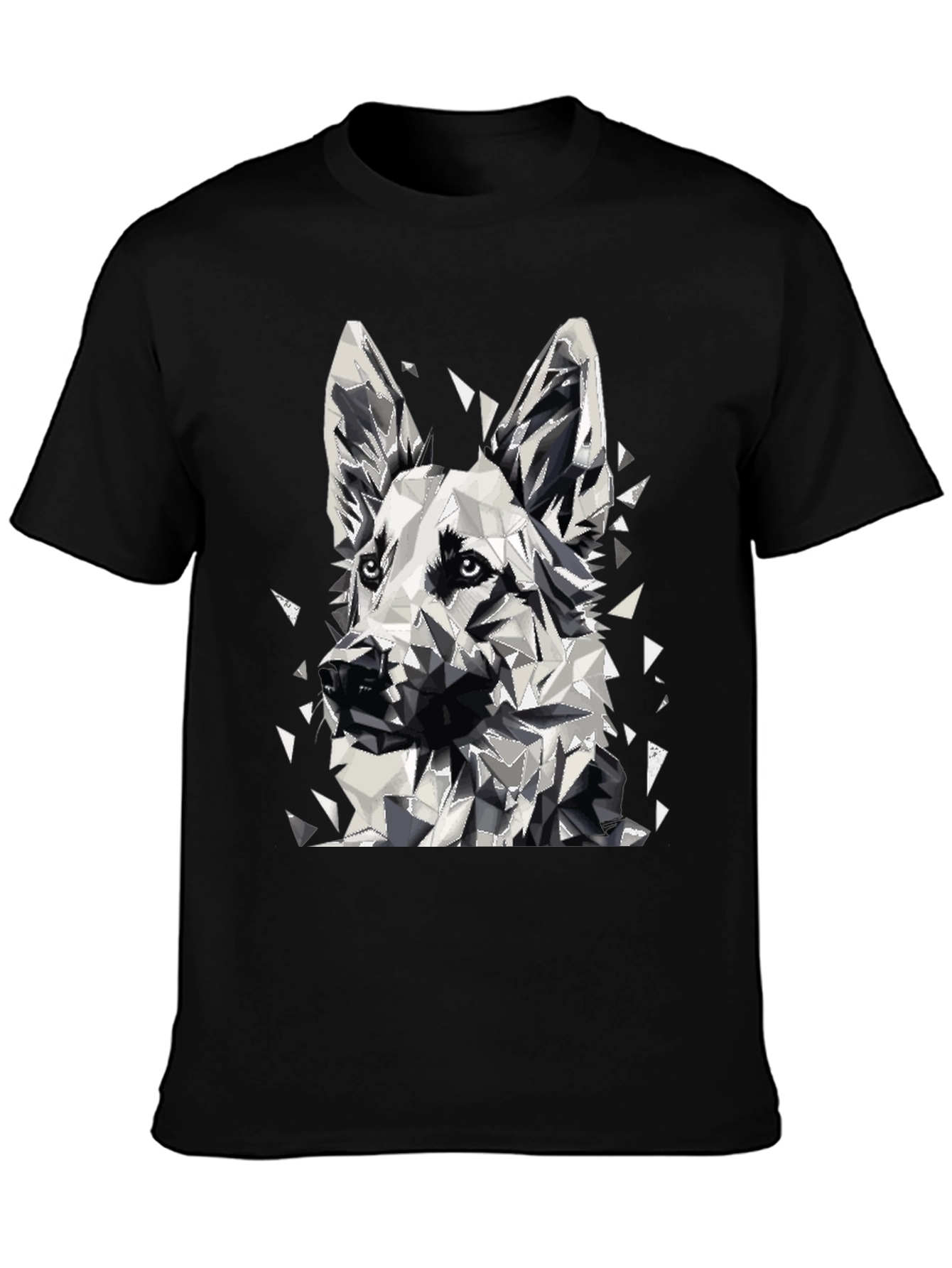 Geometric Dog Graphic T-Shirt - Black