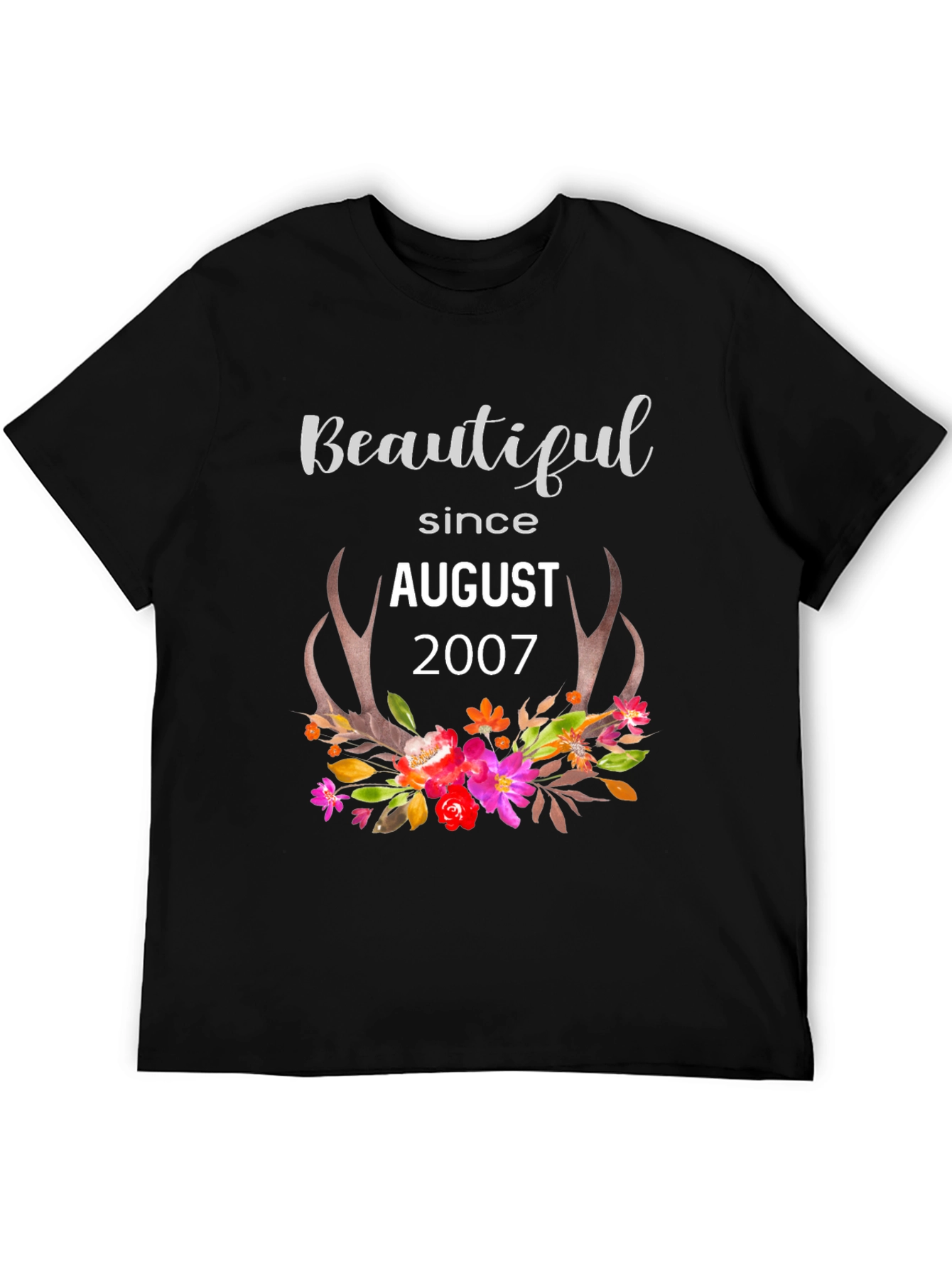 Beautiful Since August 2007 Floral Antler Shirt