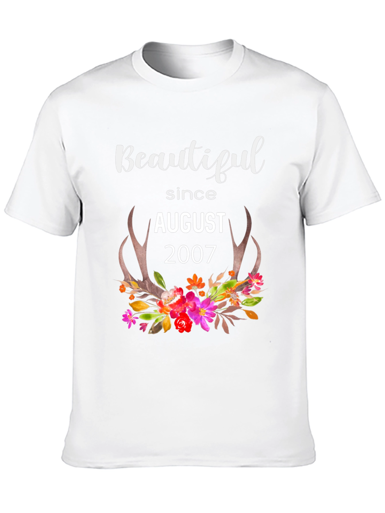 Beautiful Since August 2007 Floral Antler Shirt