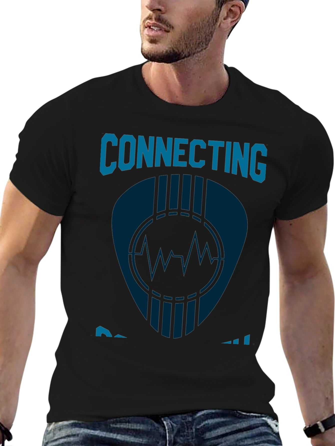 Connecting Waves Black Graphic T-Shirt