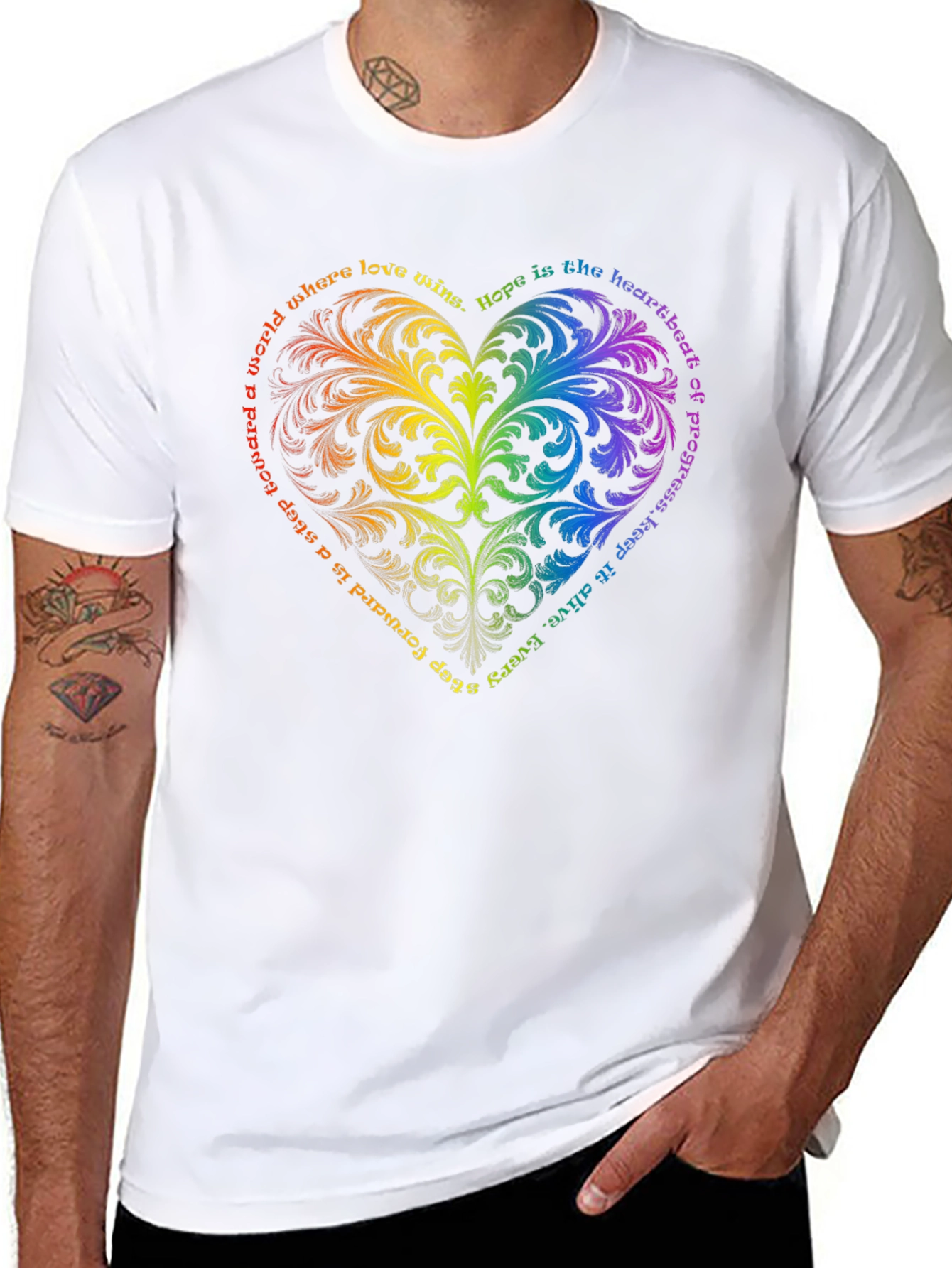 Rainbow Heart Graphic Tee - Love Wins