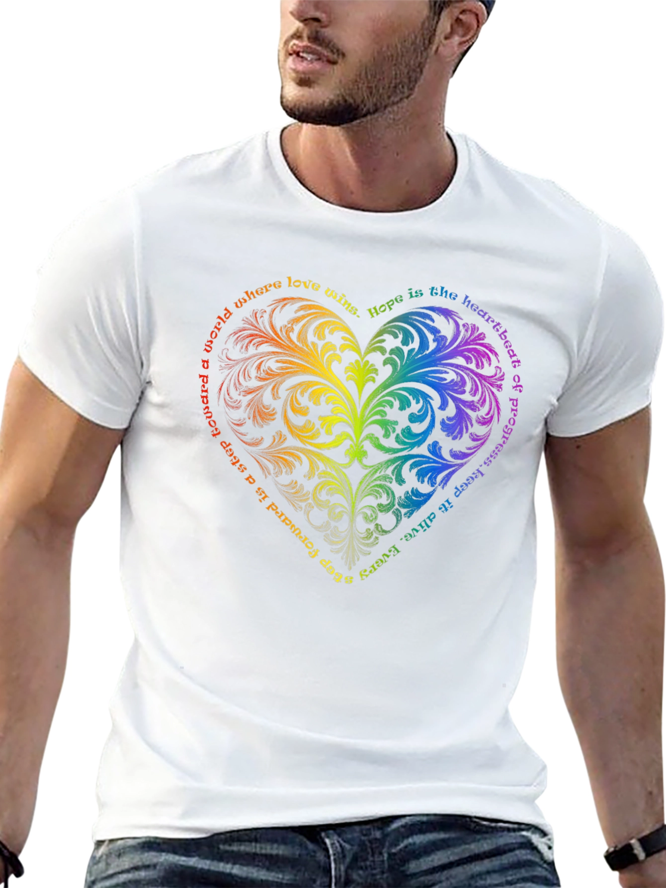 Rainbow Heart Graphic Tee - Love Wins