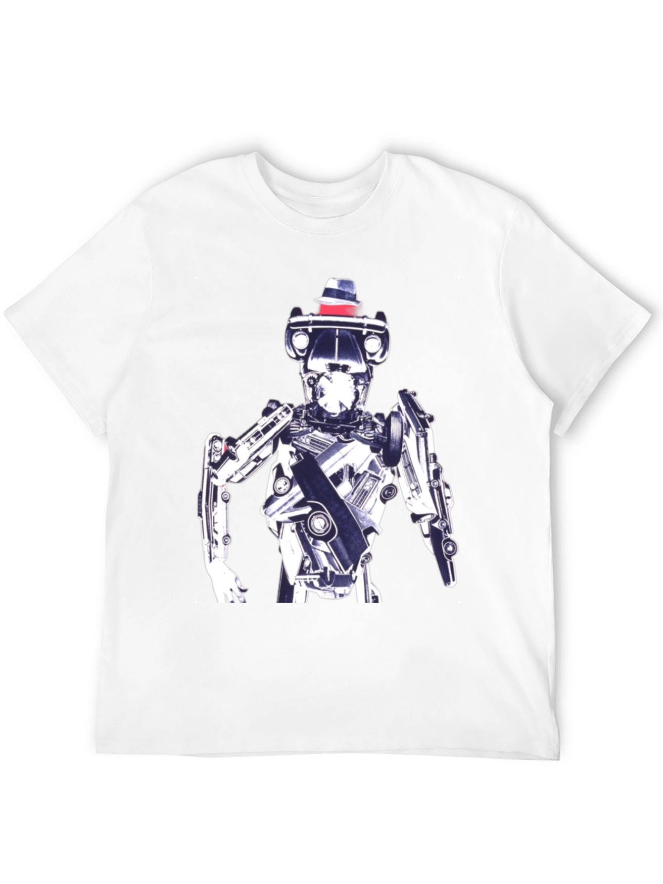 Robot in Hat Graphic Tee - Cool Sci-Fi Style