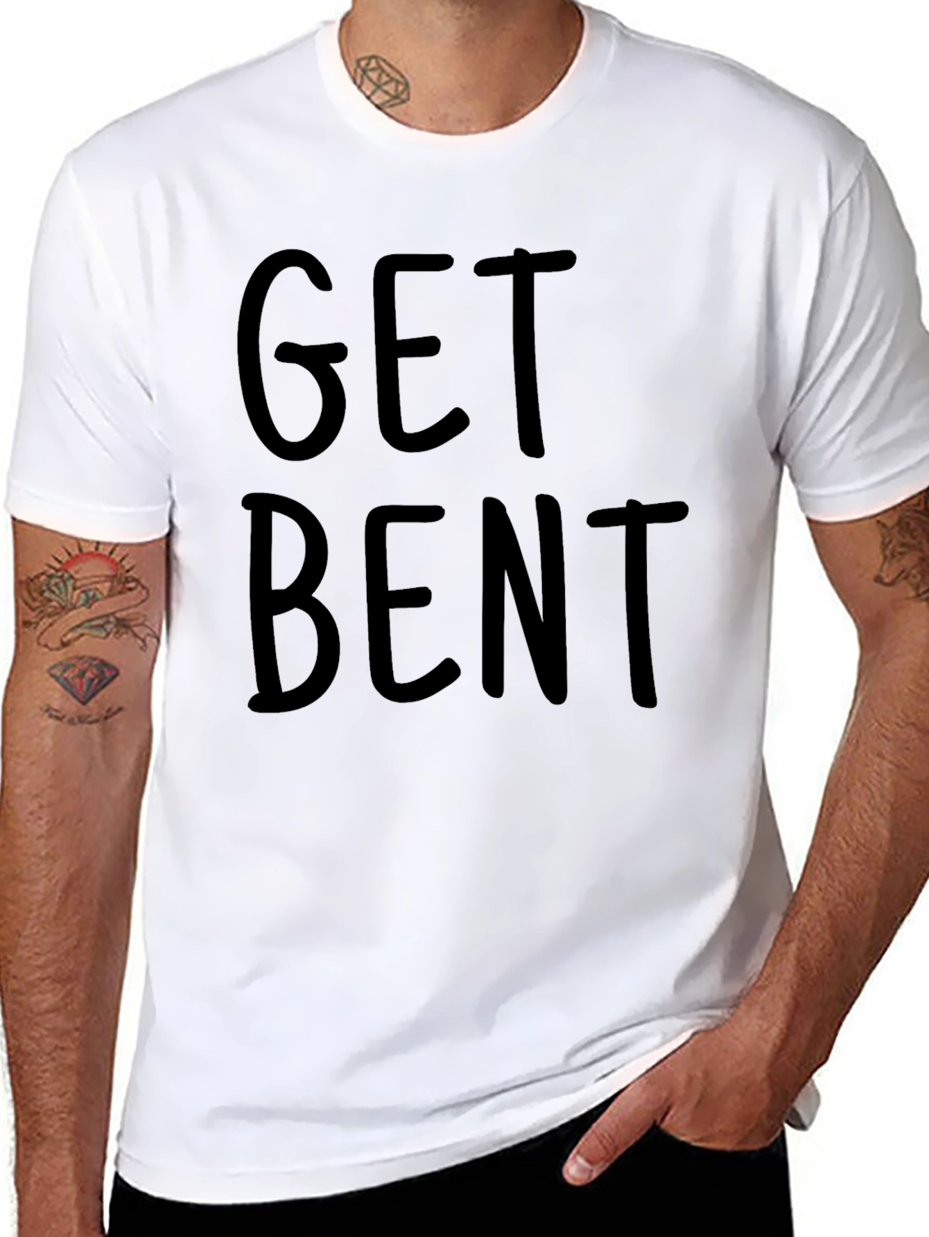 Get Bent Graphic T-Shirt - Black Crew Neck Tee