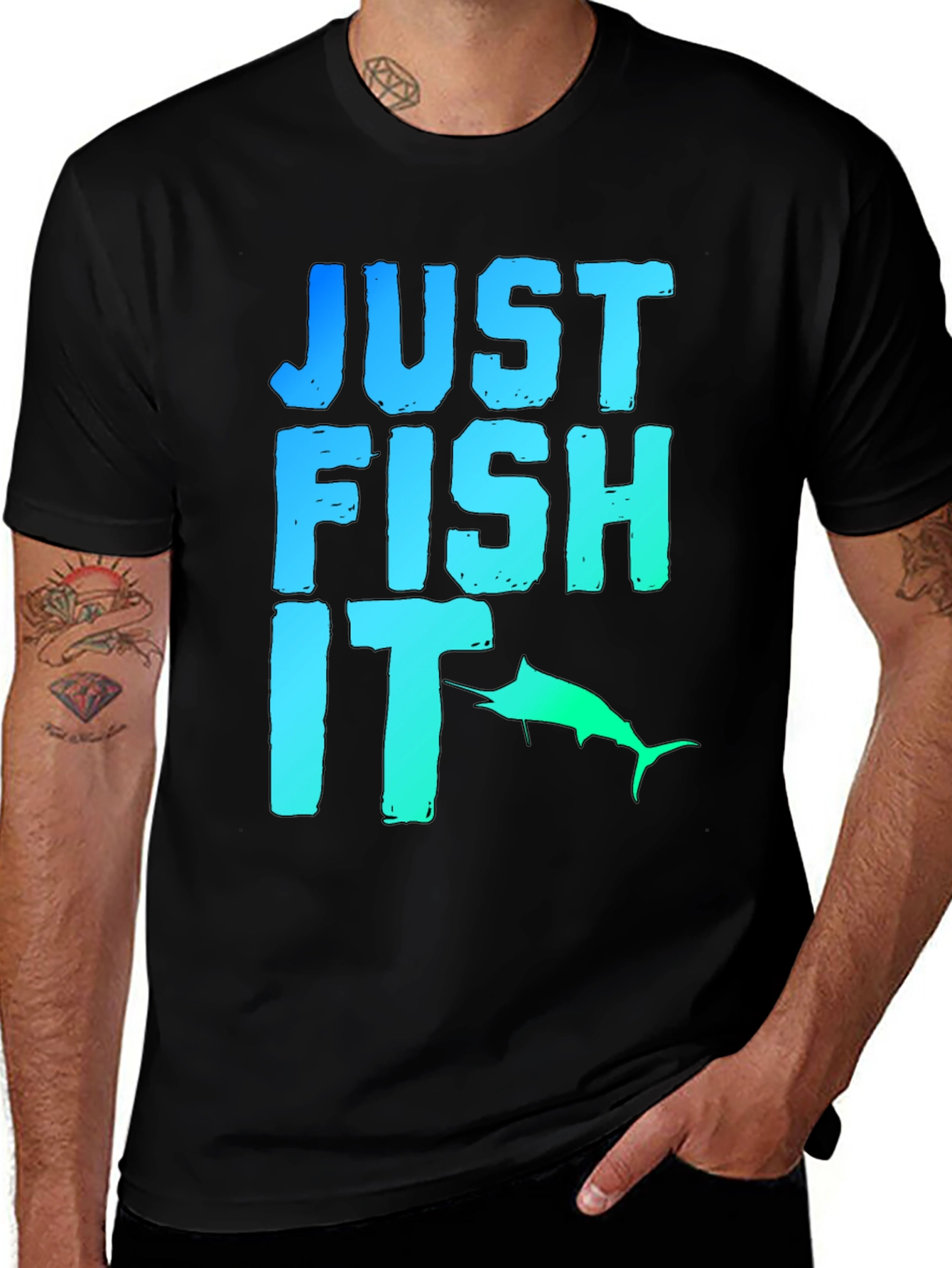 Just Fish It Graphic Tee - Black
