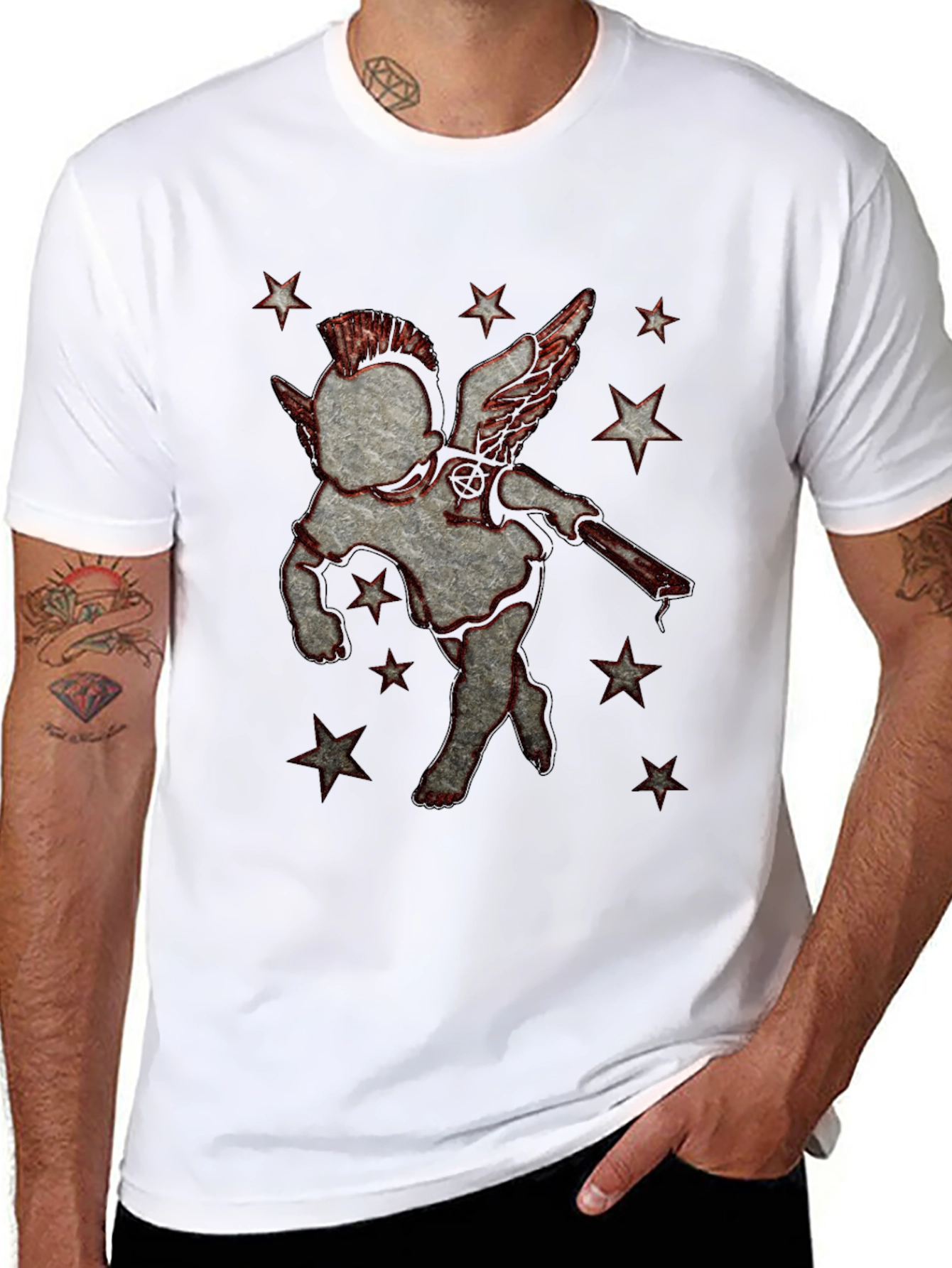 Punk Angel Graphic T-Shirt - Black Cotton Tee