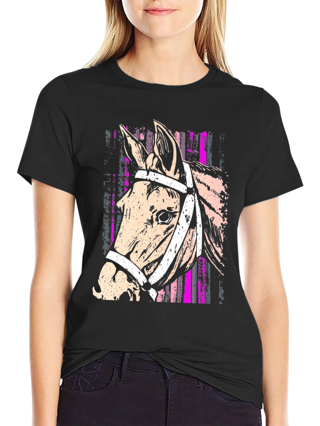 Horse Head Graphic Tee - Stylish Equestrian Design