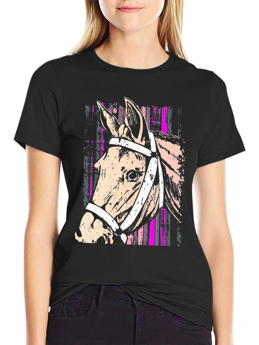 Horse Head Graphic Tee - Stylish Equestrian Design